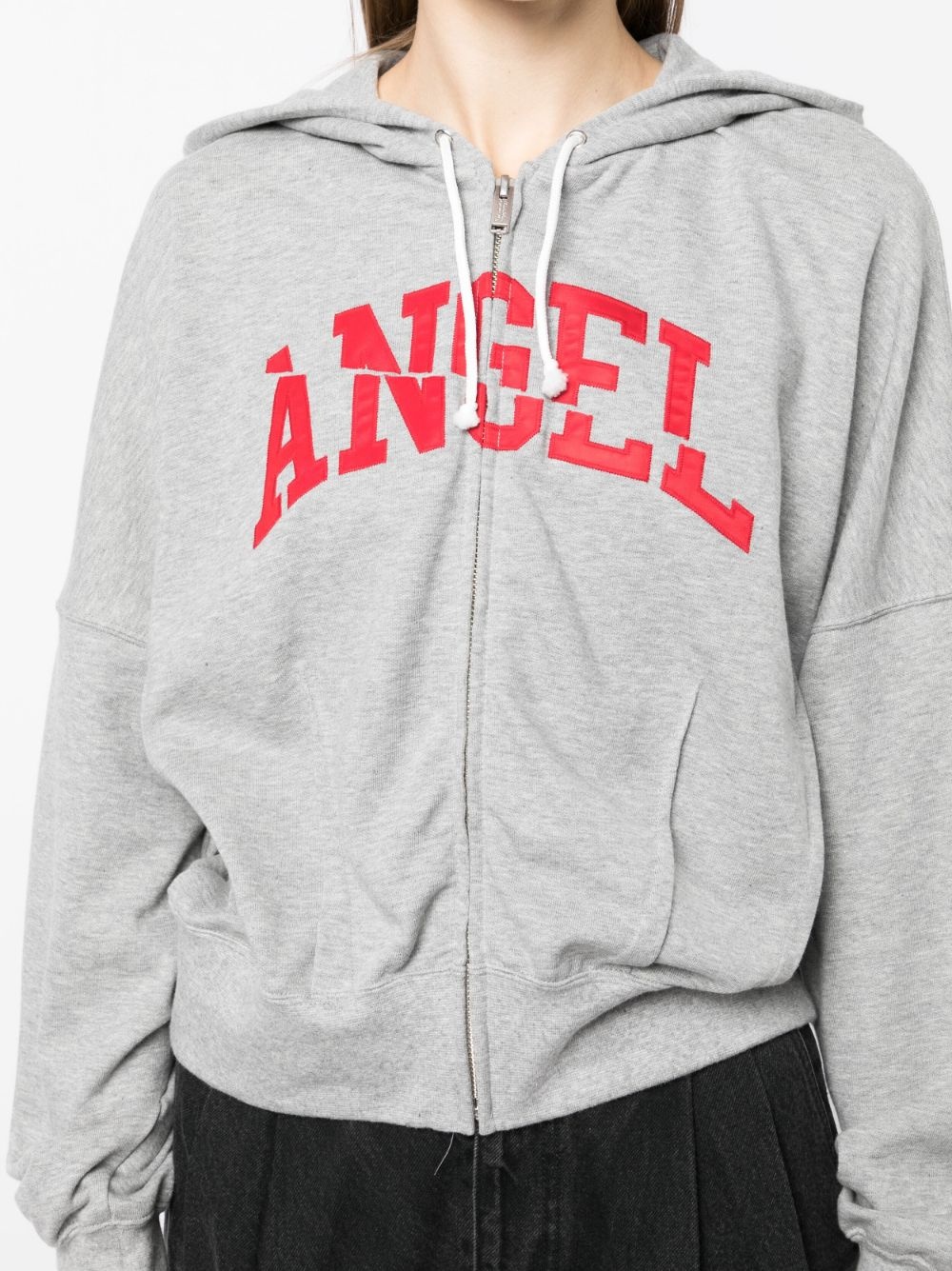 text-print zip-up hoodie - 5