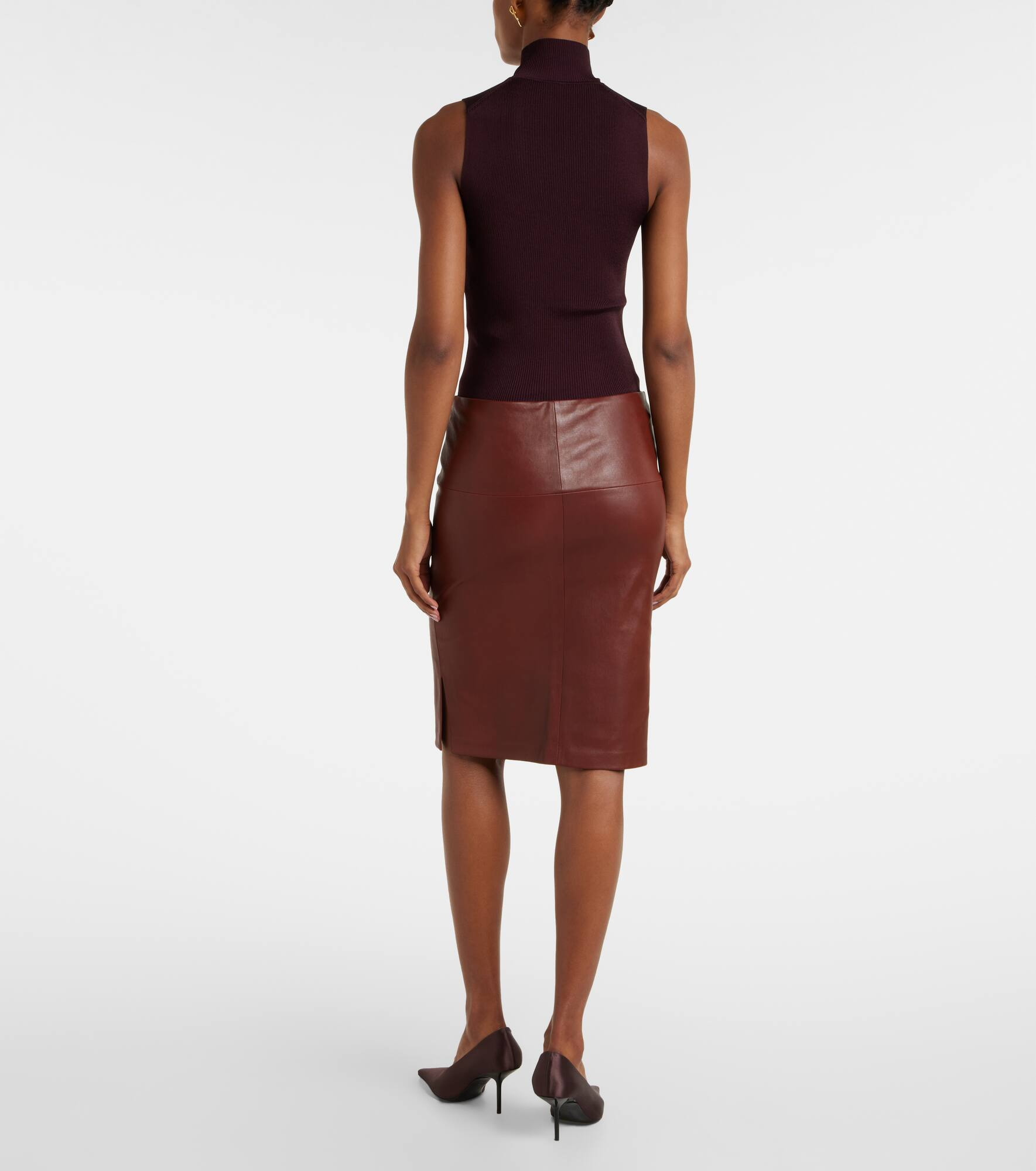 Gin leather pencil skirt - 3