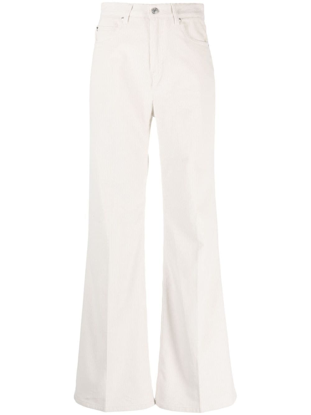 high-waisted flared corduroy cotton trousers - 1