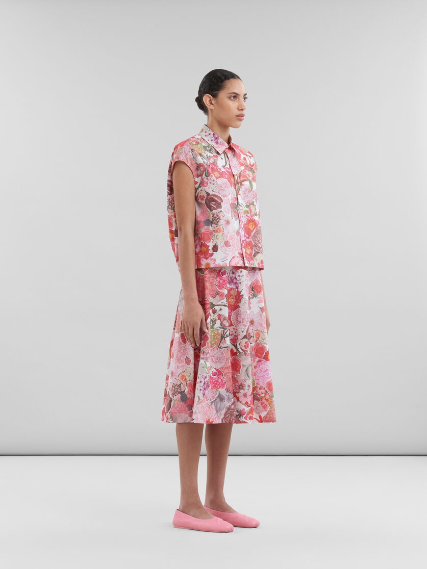 PINK POPLIN SLEEVELESS SHIRT WITH REQUIEM PRINT - 5