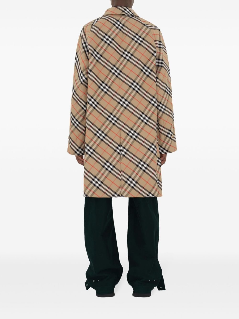 check-pattern reversible trench coat - 5