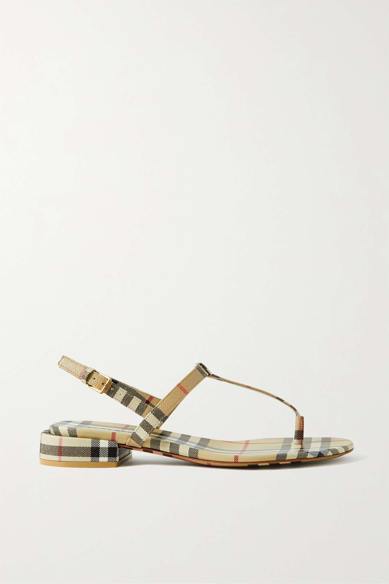 Checked leather slingback sandals - 1