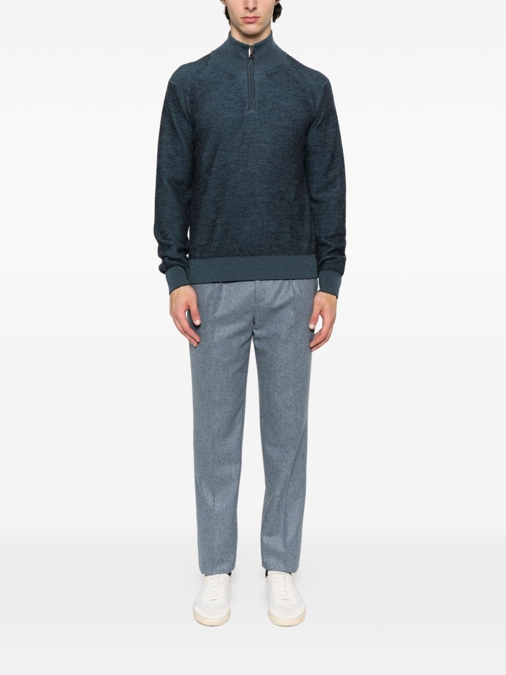 ribbed zip-neck sweater - 2