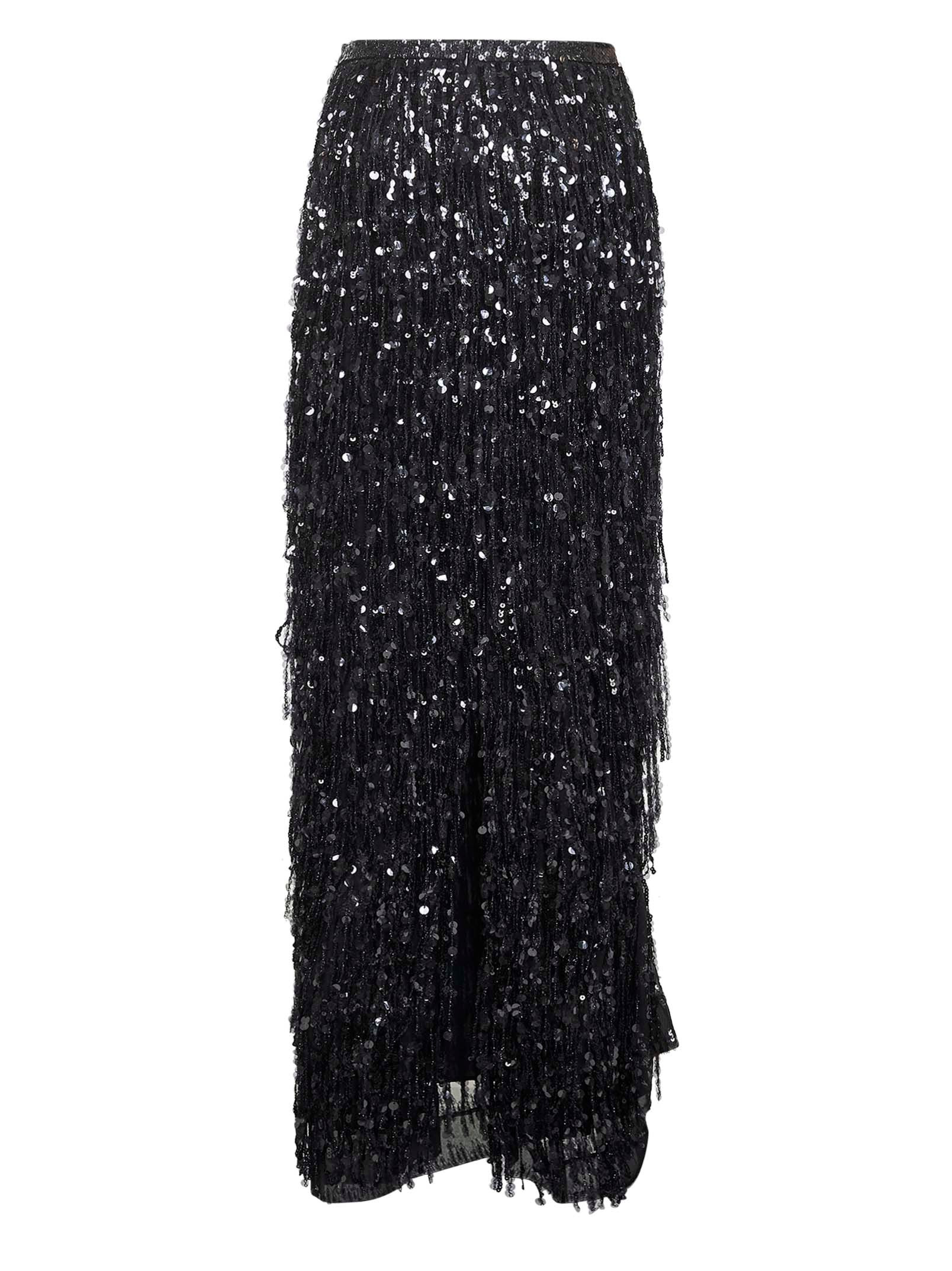 Black Crispy silk Column Couture skirt - 2