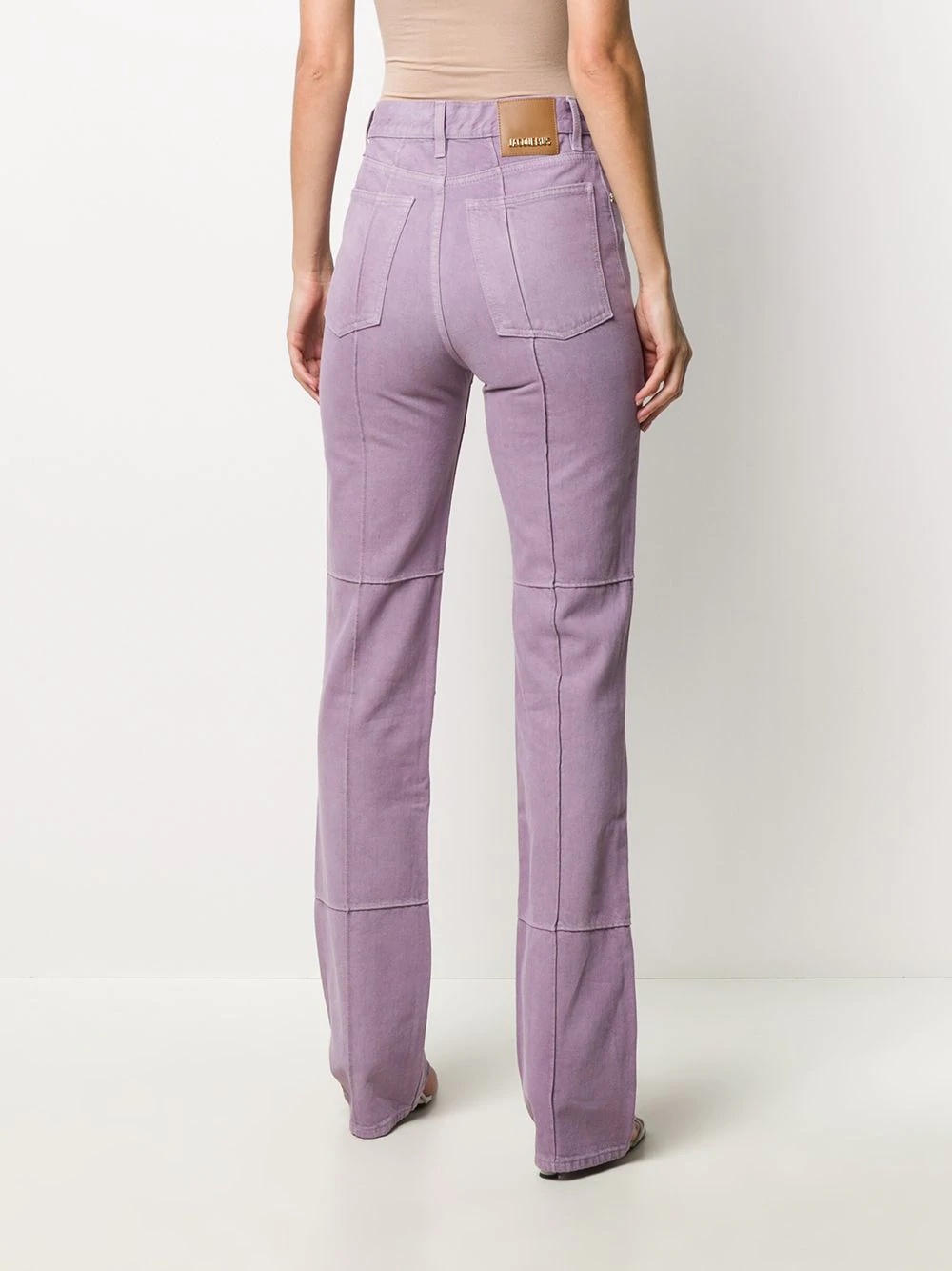 corduroy detail high-waisted trousers - 4