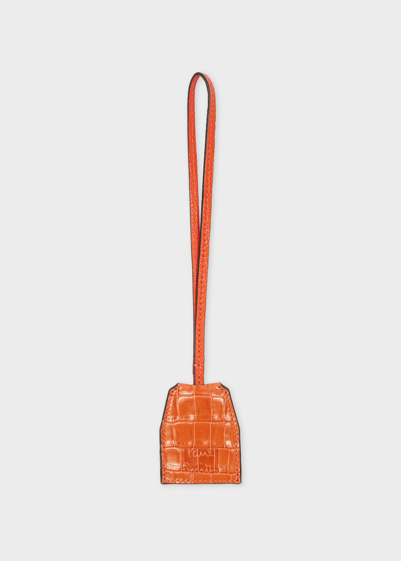 Orange Croc-Emboss Leather Keyring 1