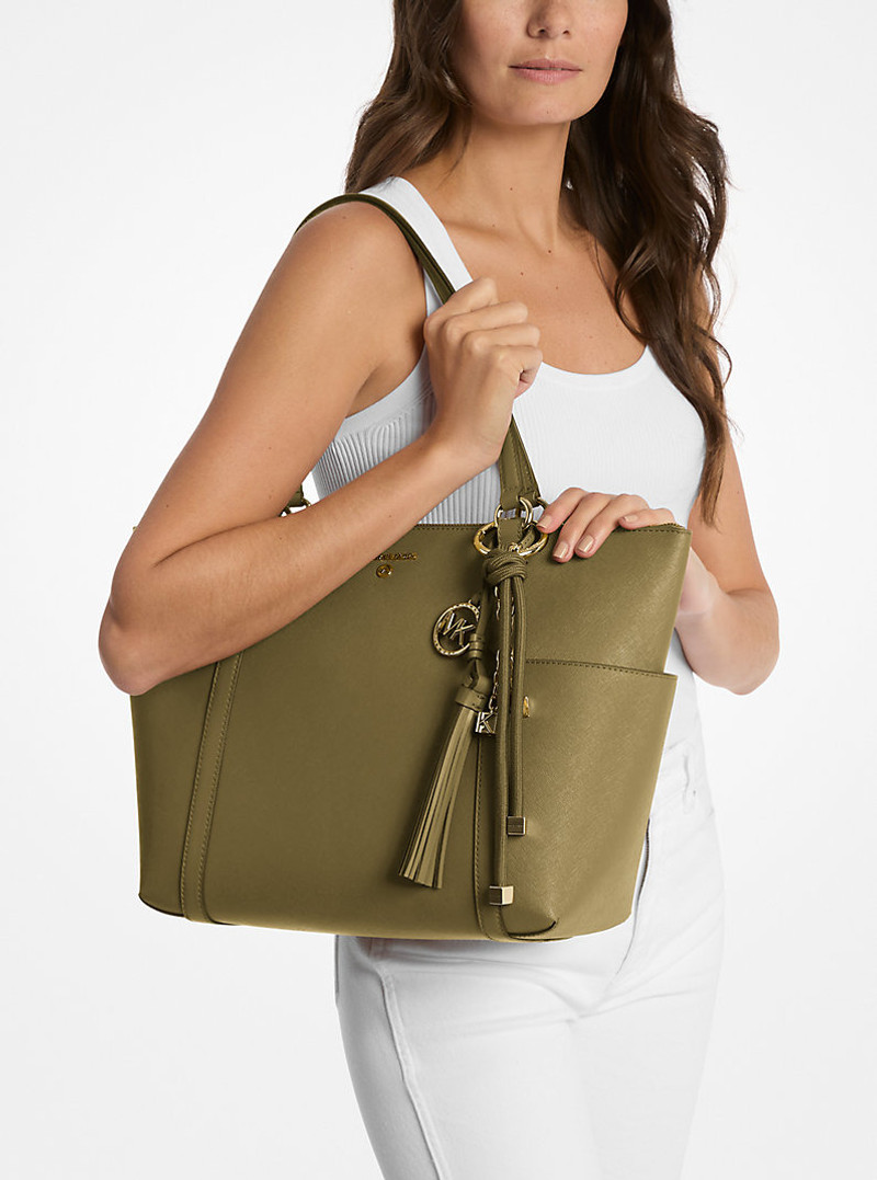 Sullivan Large Saffiano Leather Top-Zip Tote Bag 3