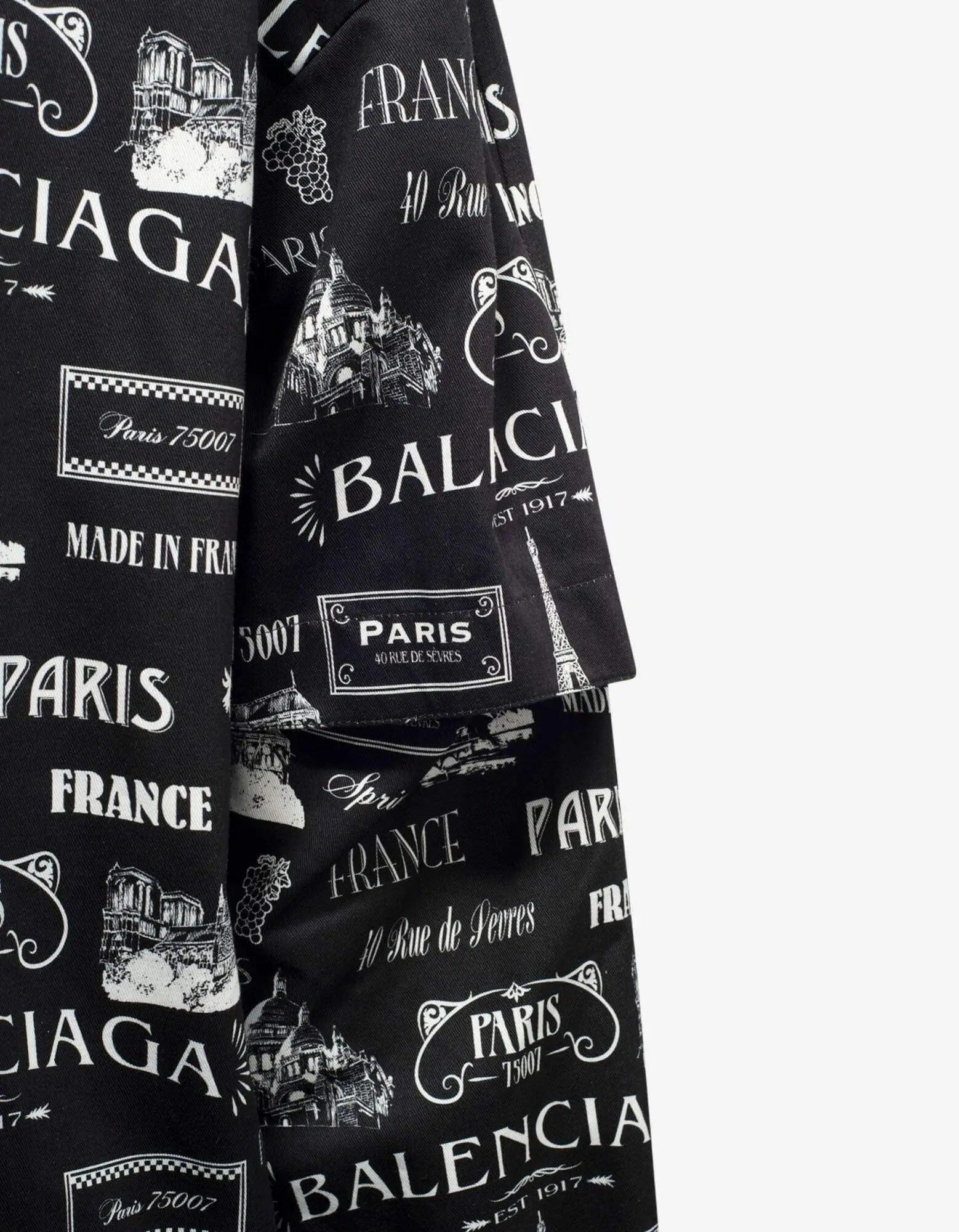 Balenciaga Black Double Sleeve Paris Resto Print Windbreaker - SS20 - 5