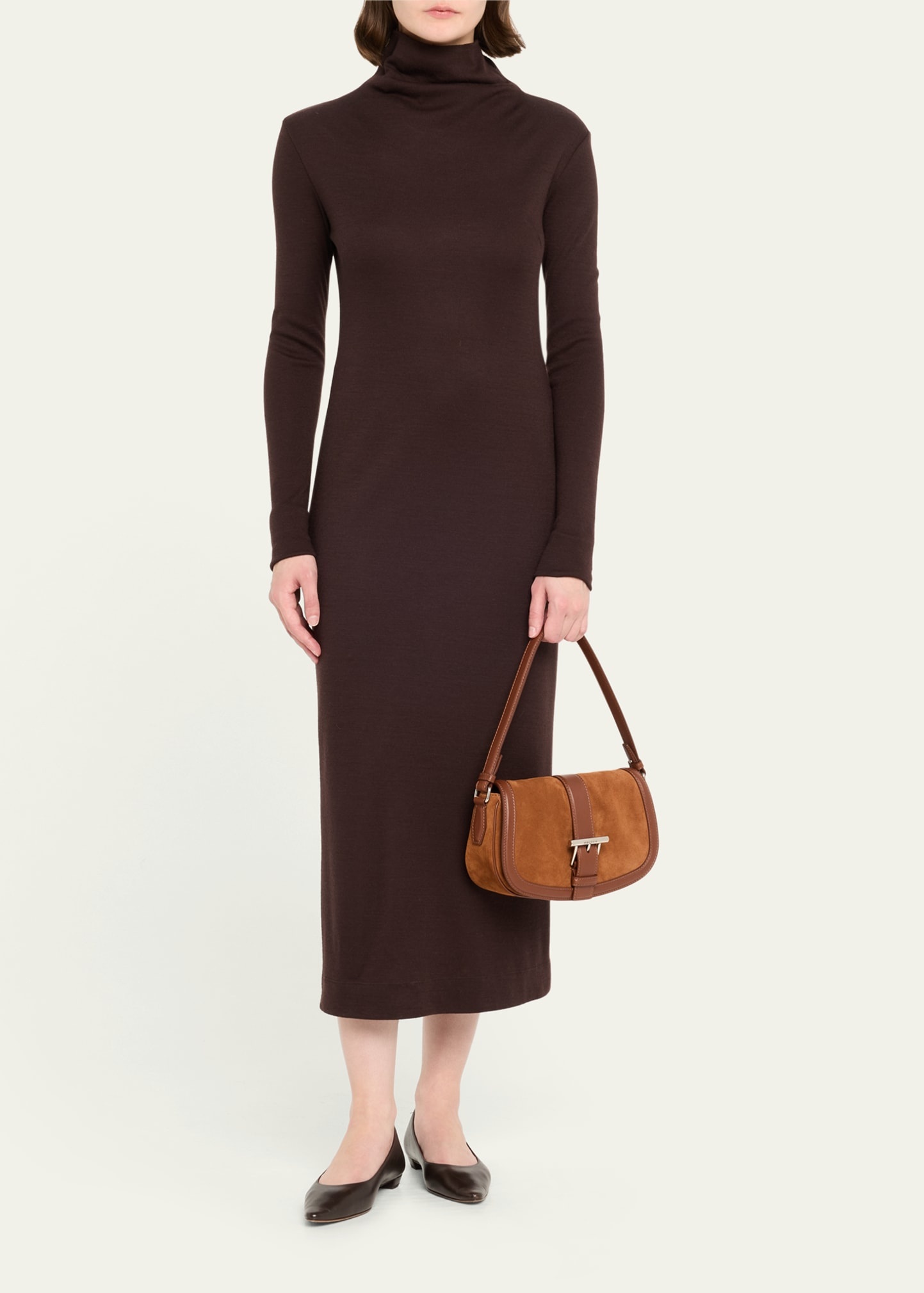 T-Bar Saddle Suede & Leather Crossbody Bag - 6