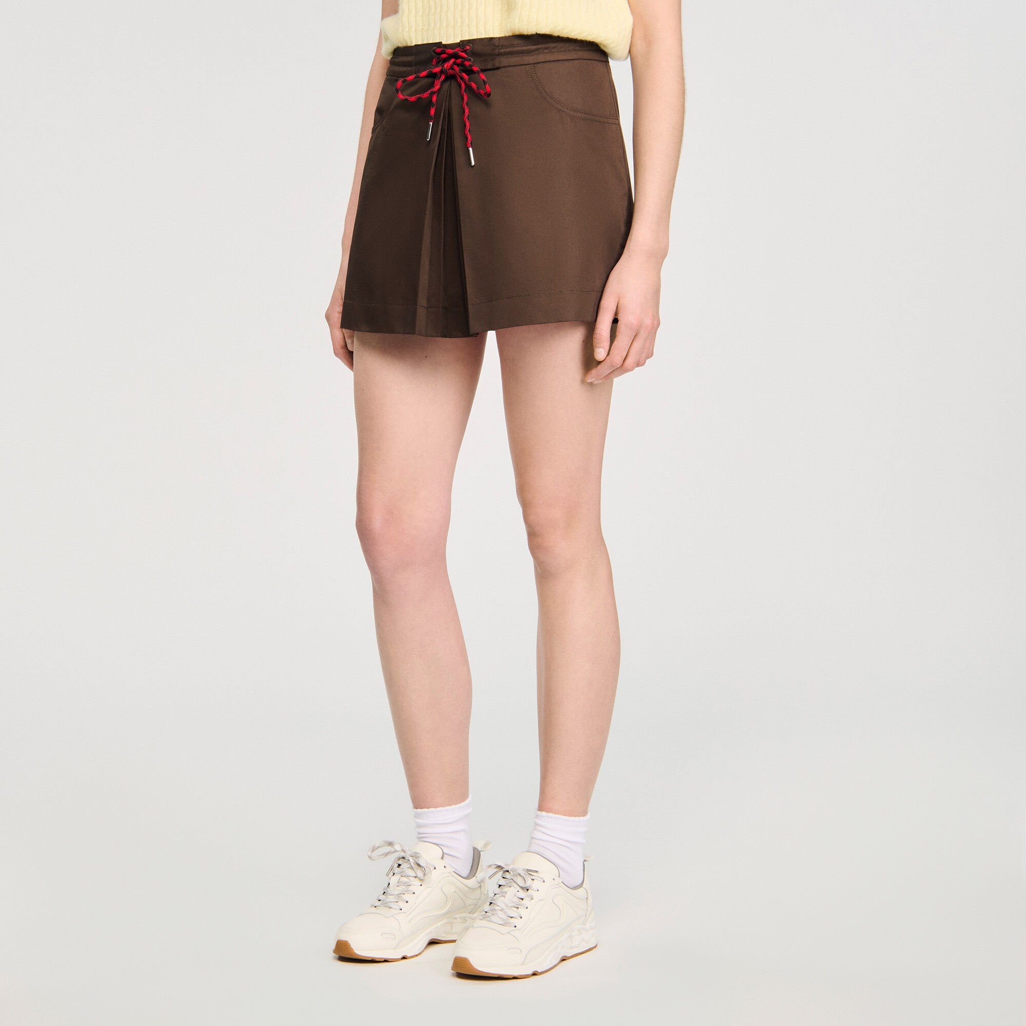 DRAWSTRING PLEATED SKORT - 4