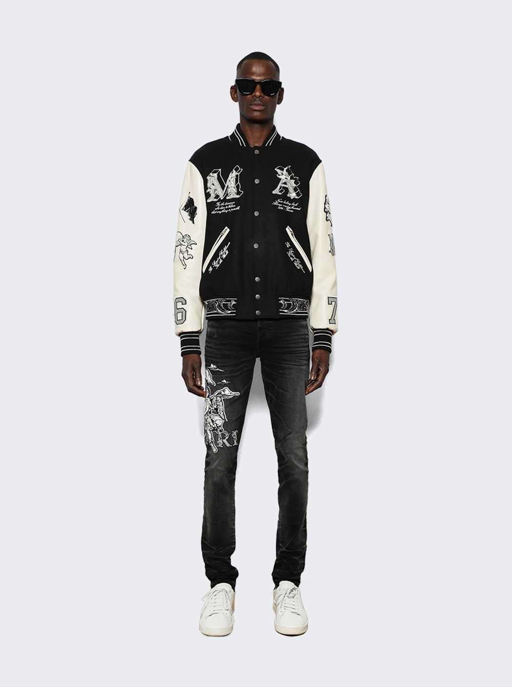 AMIRI Ma Angel Varsity Jacket Black | thewebster | REVERSIBLE