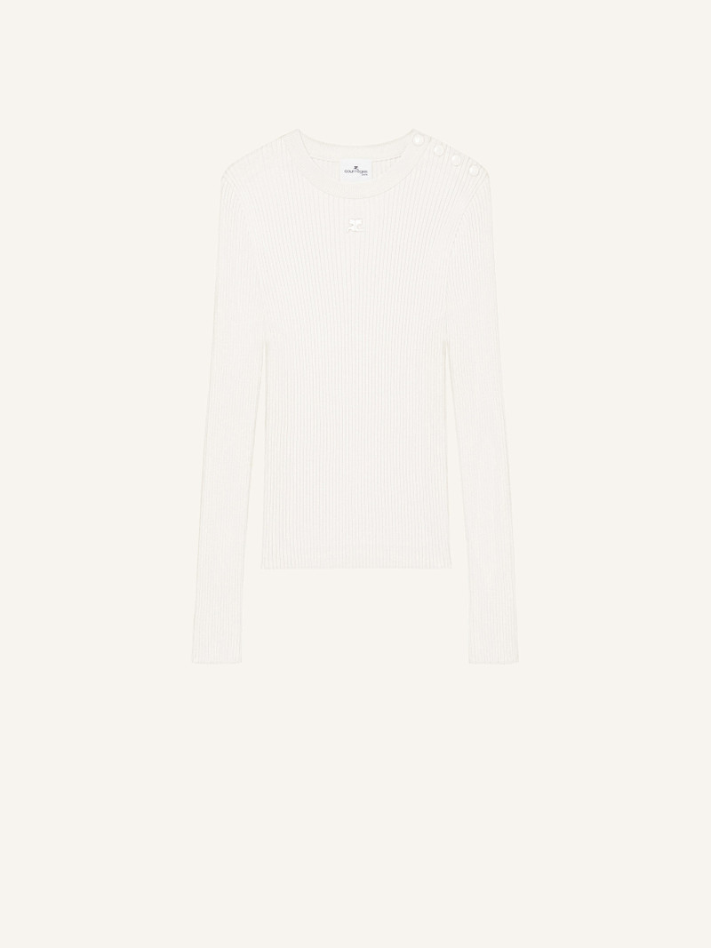 SHOULDER SNAPS RIB KNIT SWEATER 1
