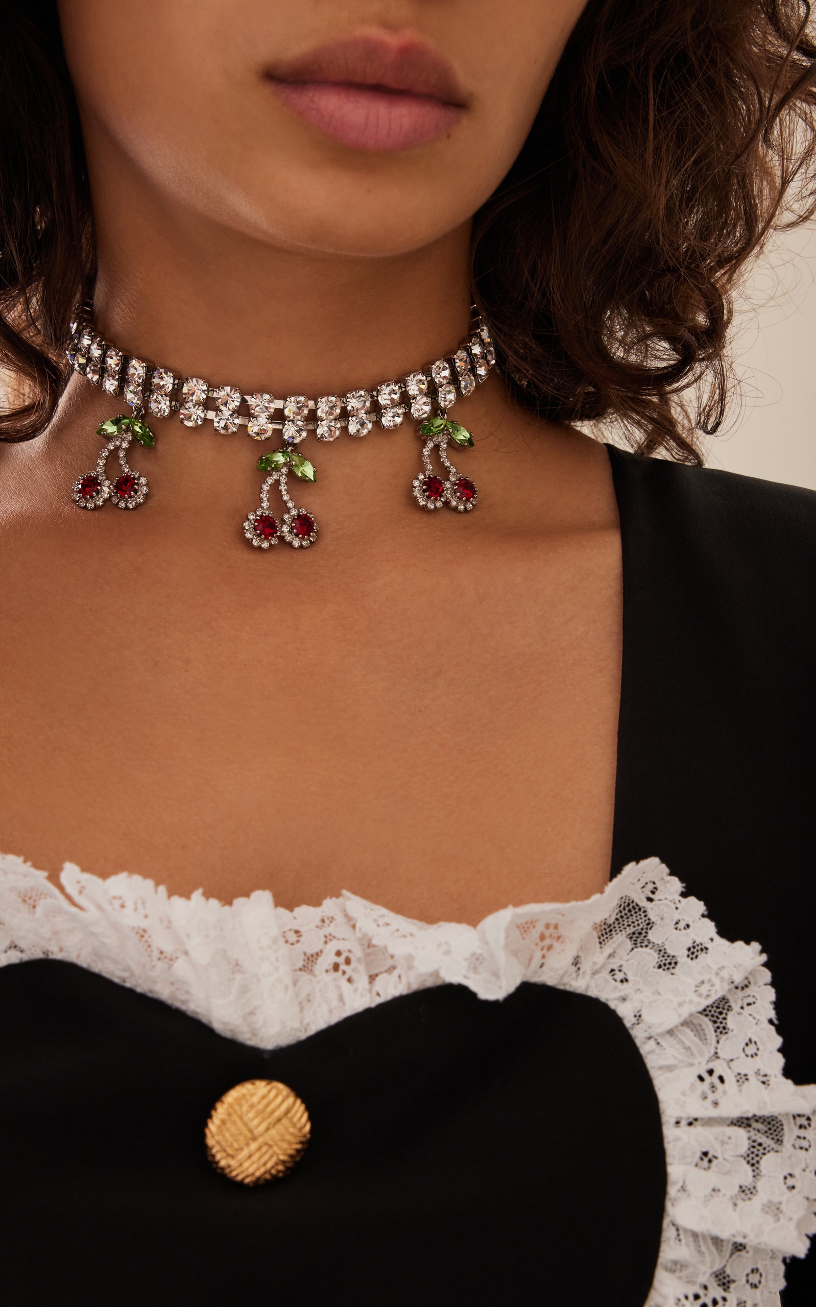 Cherry-Detailed Crystal Choker silver - 2