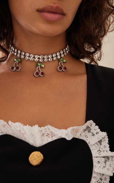 Alessandra Rich Cherry-Detailed Crystal Choker silver outlook