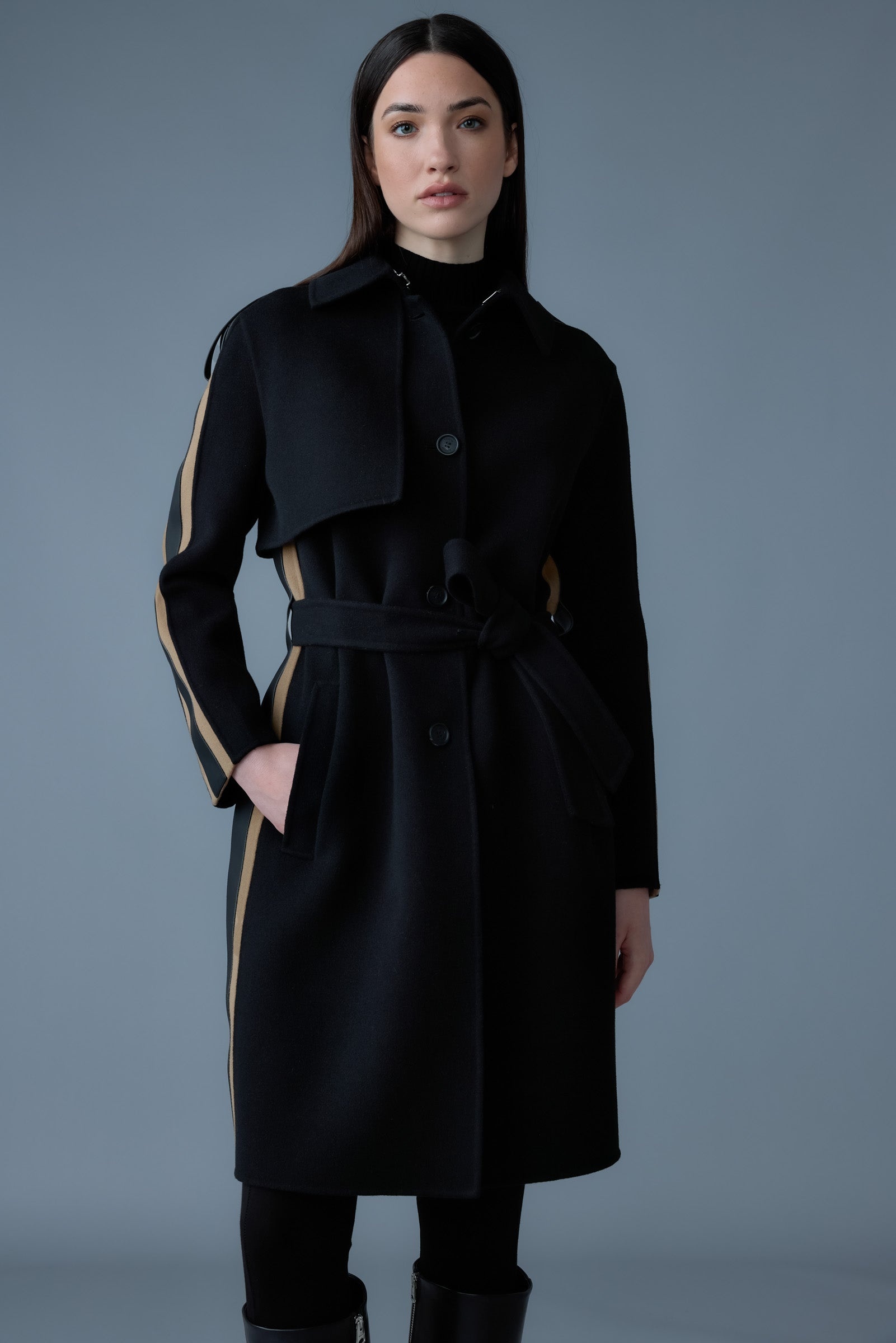 ALIZA Double-face wool stripe trench coat - 5