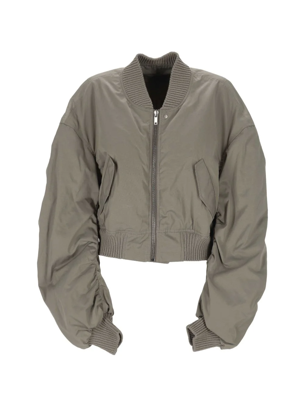 ruched-sleeve bomber jacket - 1