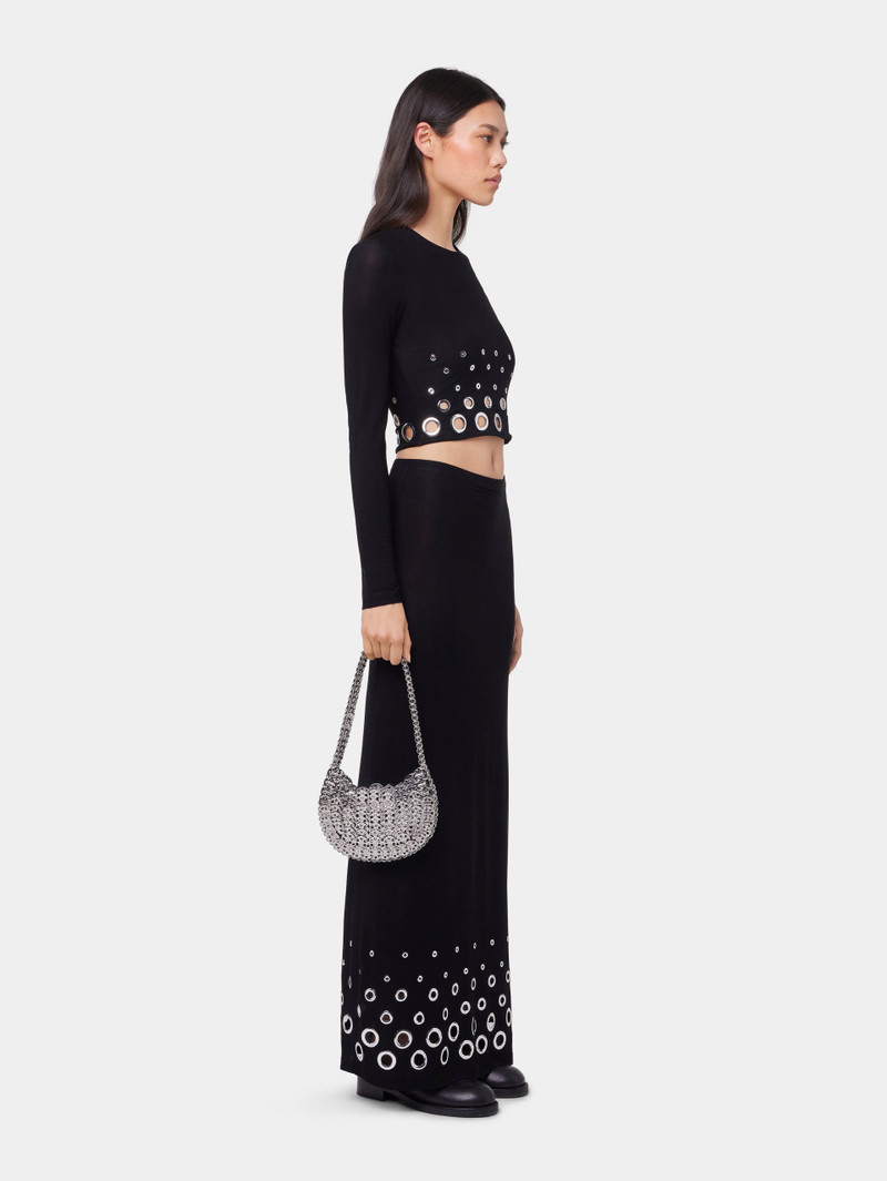 BLACK LONG SLEEVED CROP TOP IN JERSEY SECOND SKIN 4