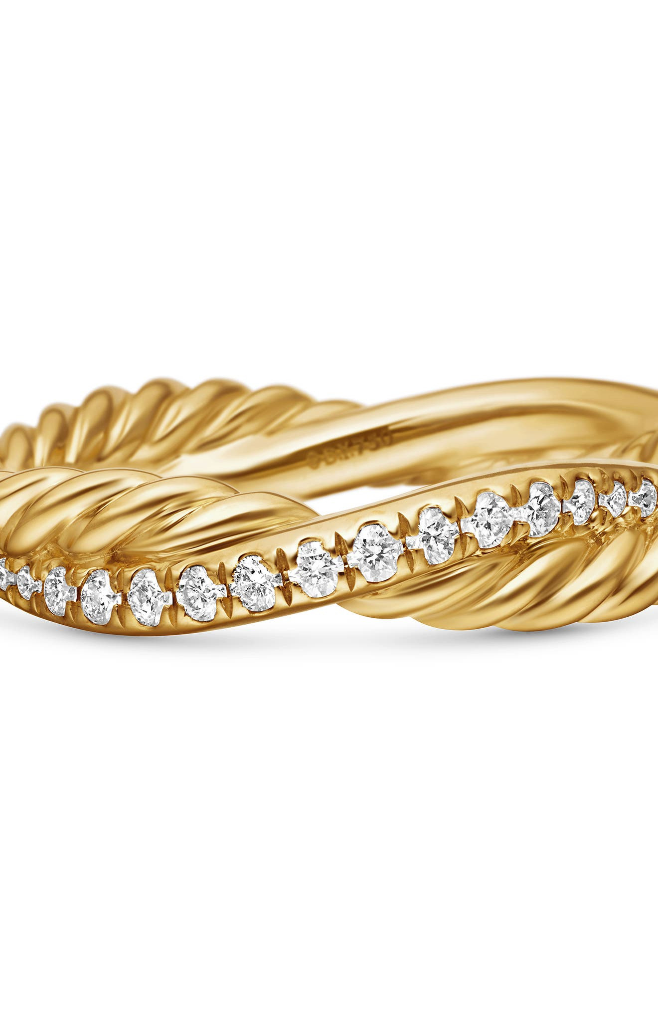 David Yurman Petite Infinity Twisted Ring in 18K Yellow Gold with Pavé Diamonds in Diamond/Yellow Go - 4