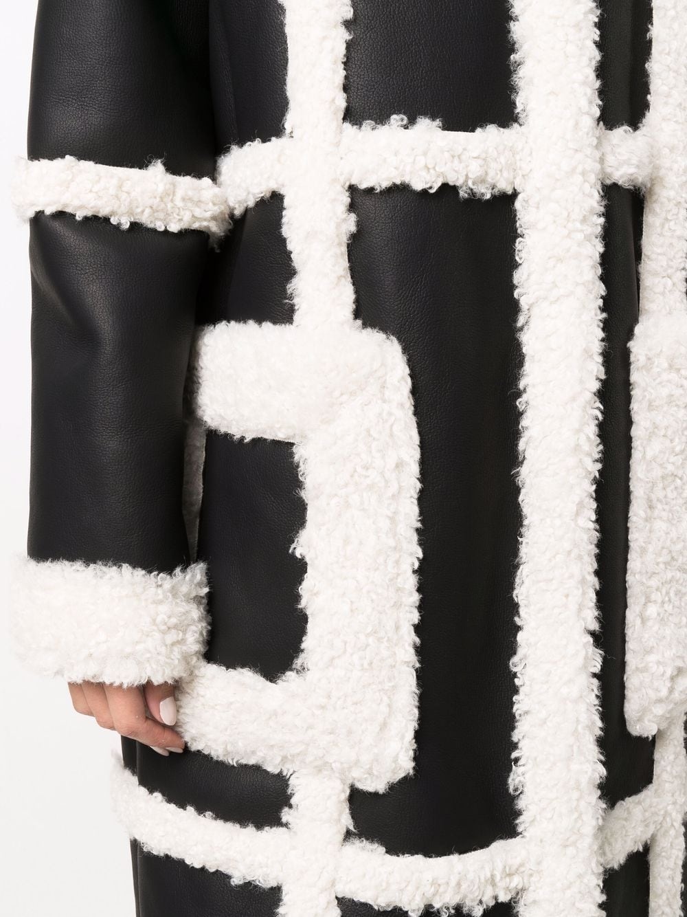 panelled faux shearling coat - 5