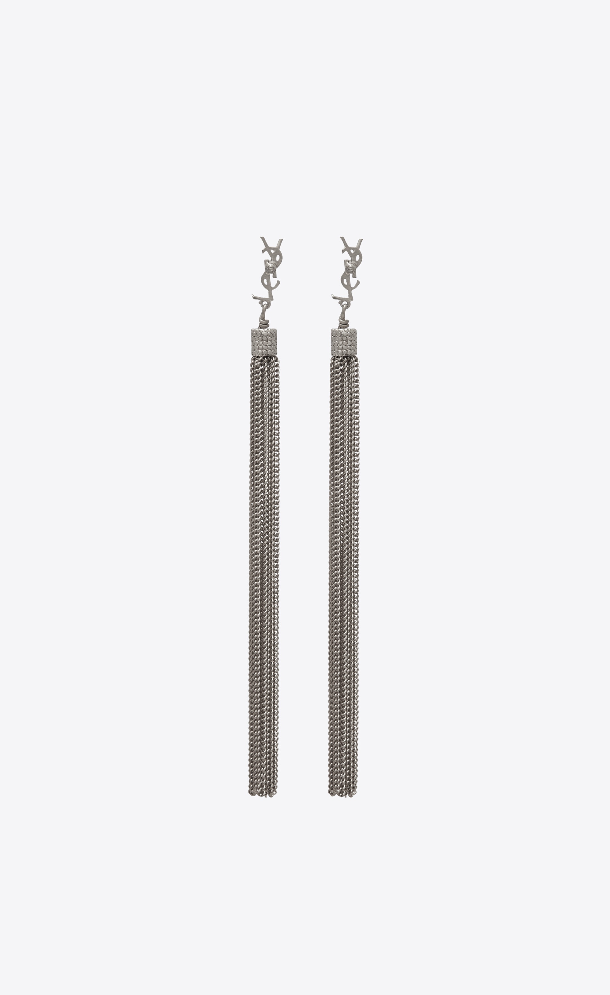 loulou earrings with chain tassels in silver brass - 2