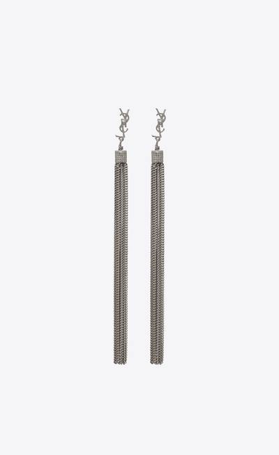 SAINT LAURENT loulou earrings with chain tassels in silver brass outlook