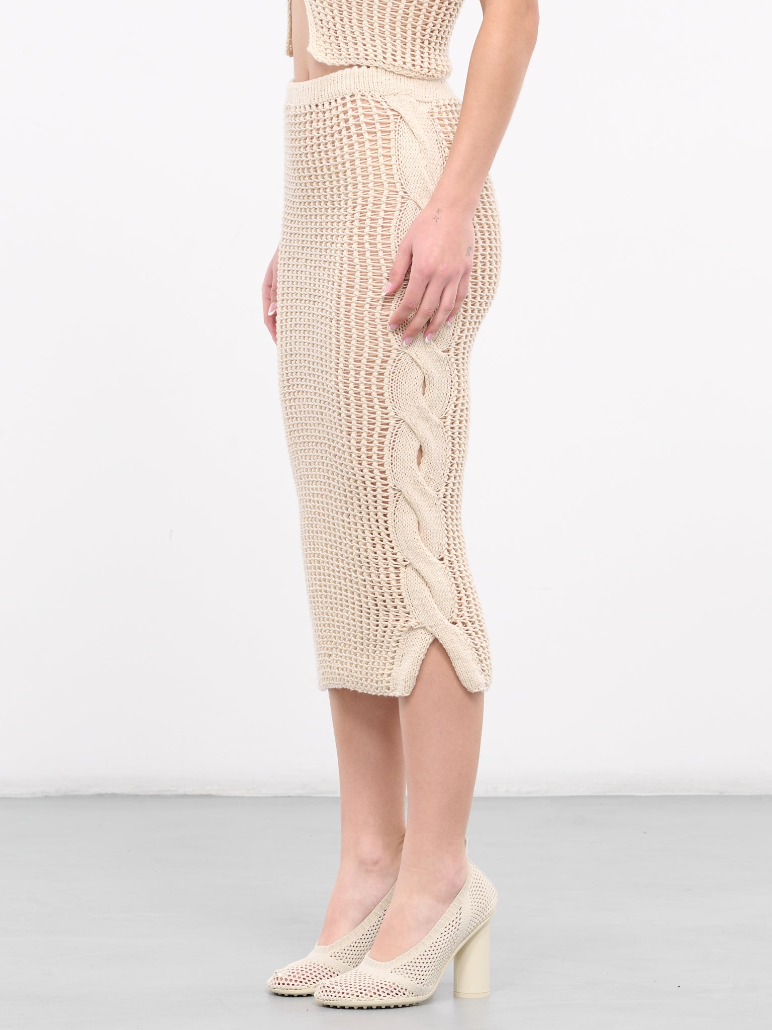 Open Knit Midi Skirt - 2