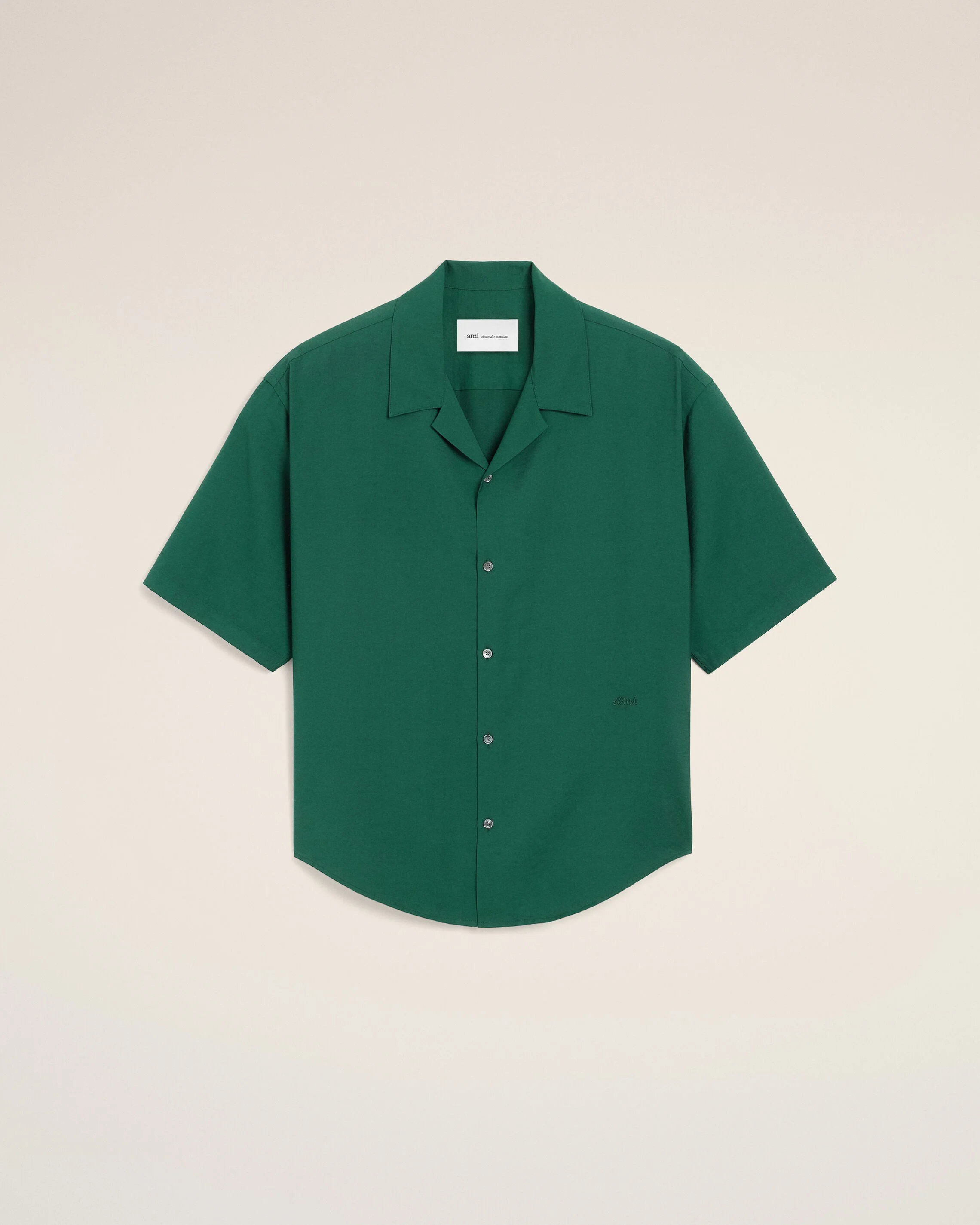 GREEN BOXY VISCOSE TWILL SHORT-SLEEVE SHIRT - 1