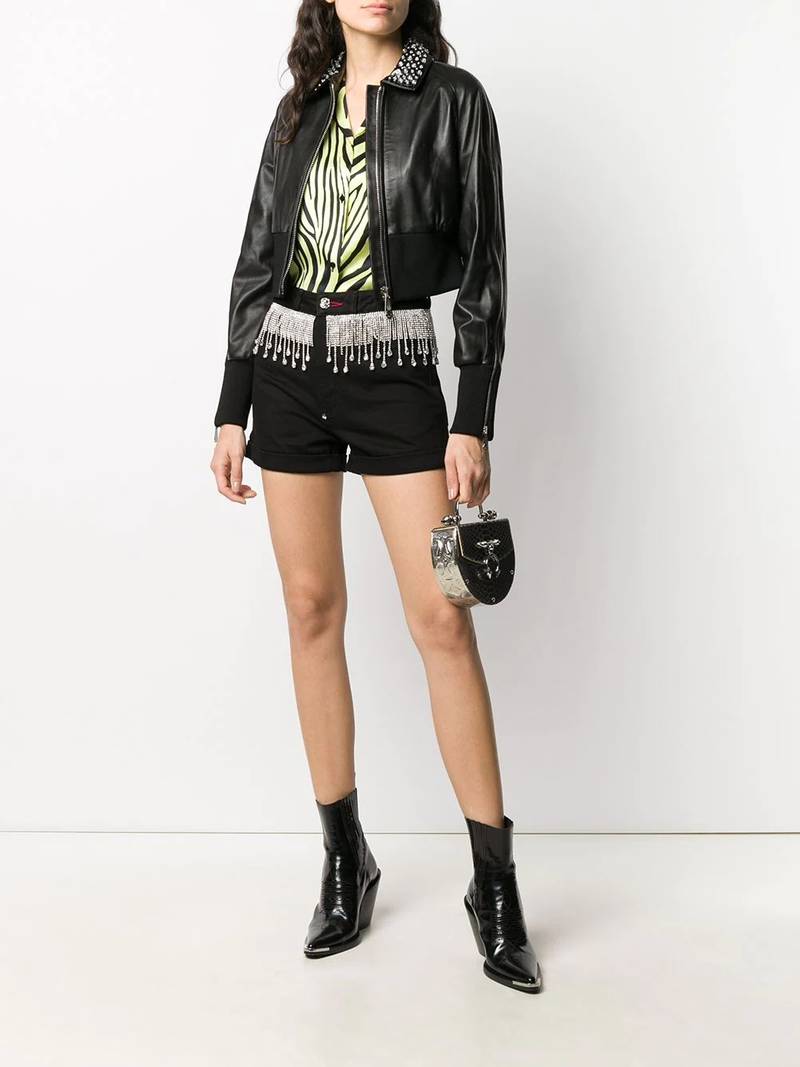 PHILIPP PLEIN crystal-fringed shorts outlook