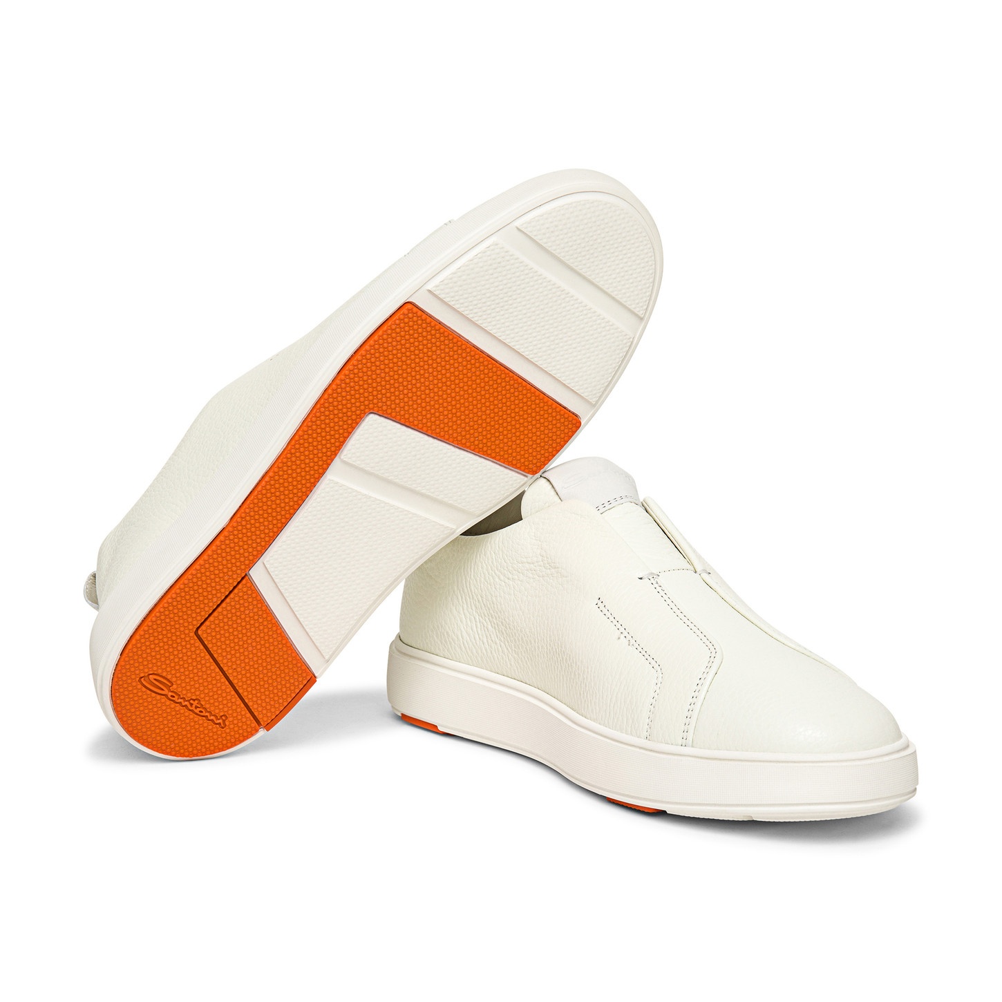 Men’s white tumbled leather slip-on sneaker - 3