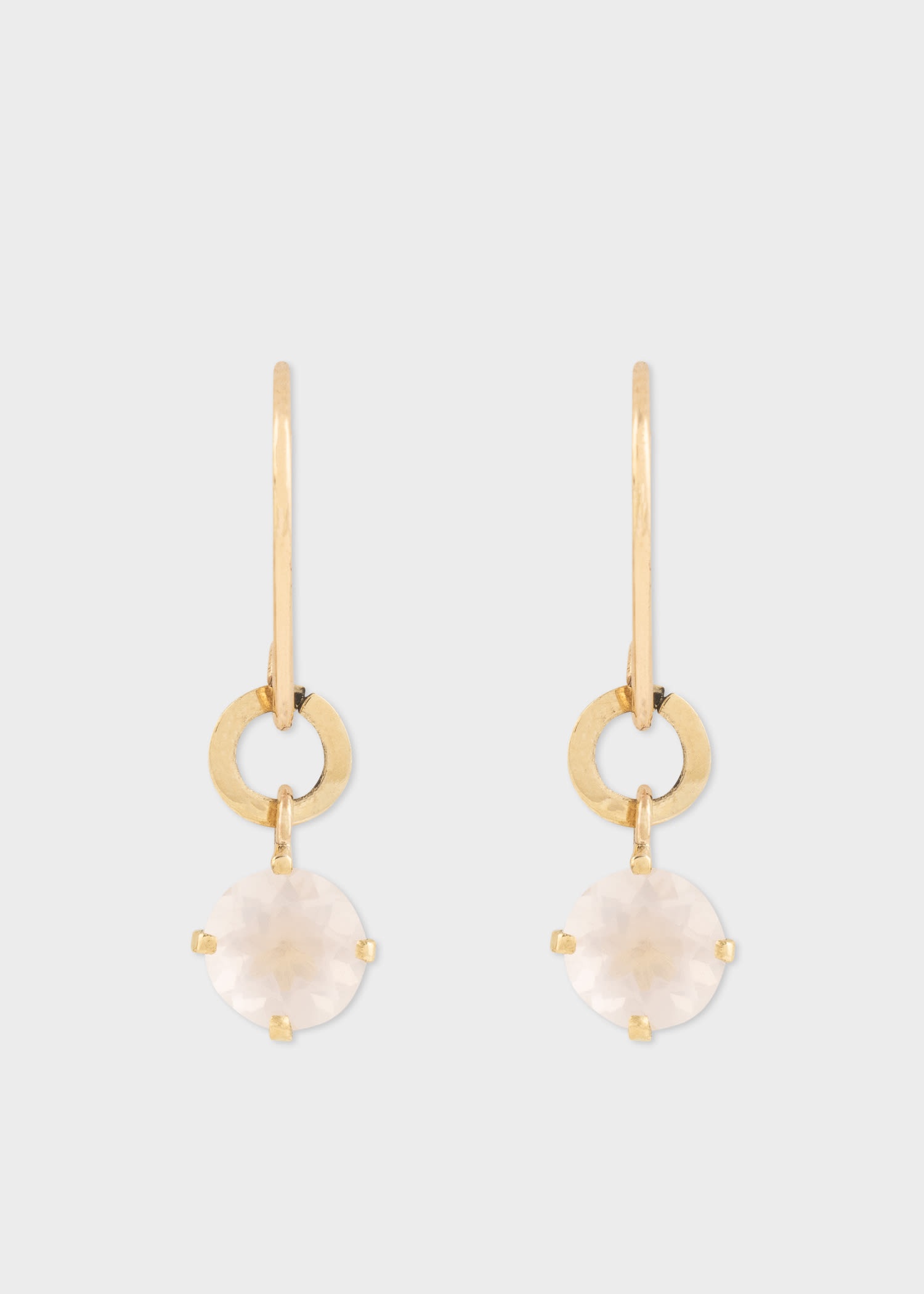'Clara' Pink Quartz Gold Earrings by Helena Rohner - 1