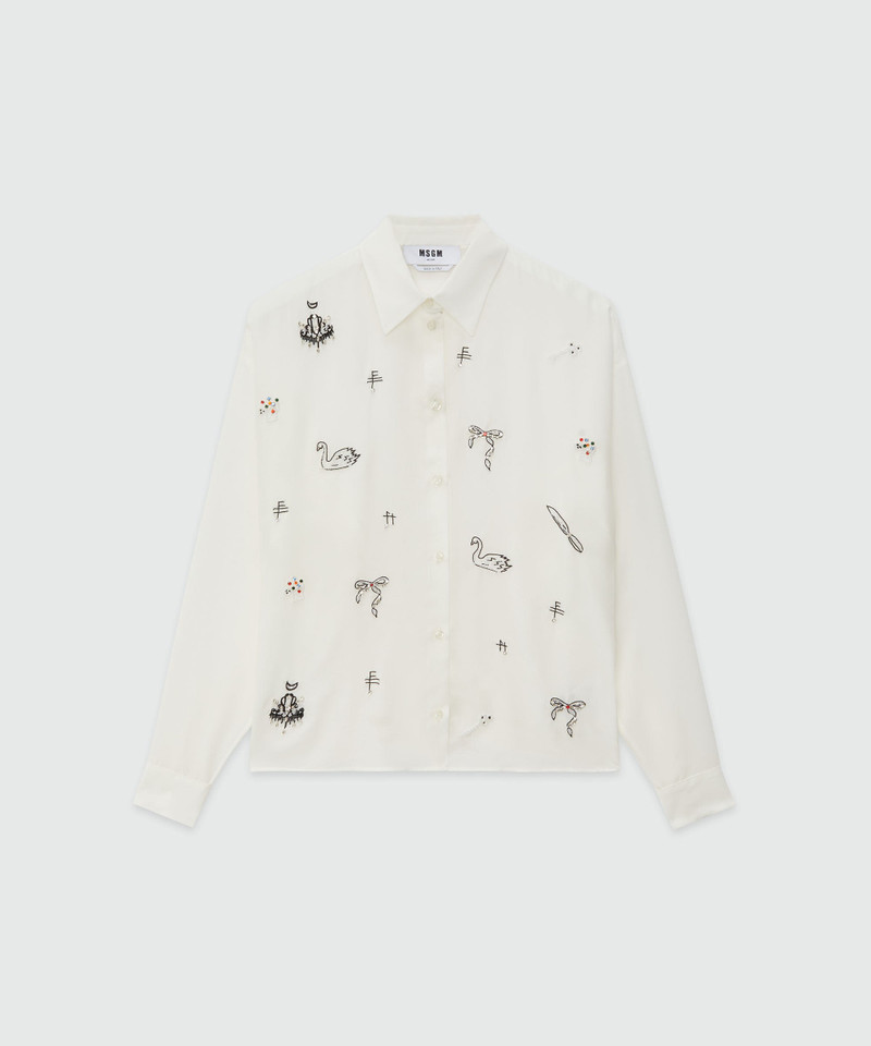 Crepe shirt with embroidery 1
