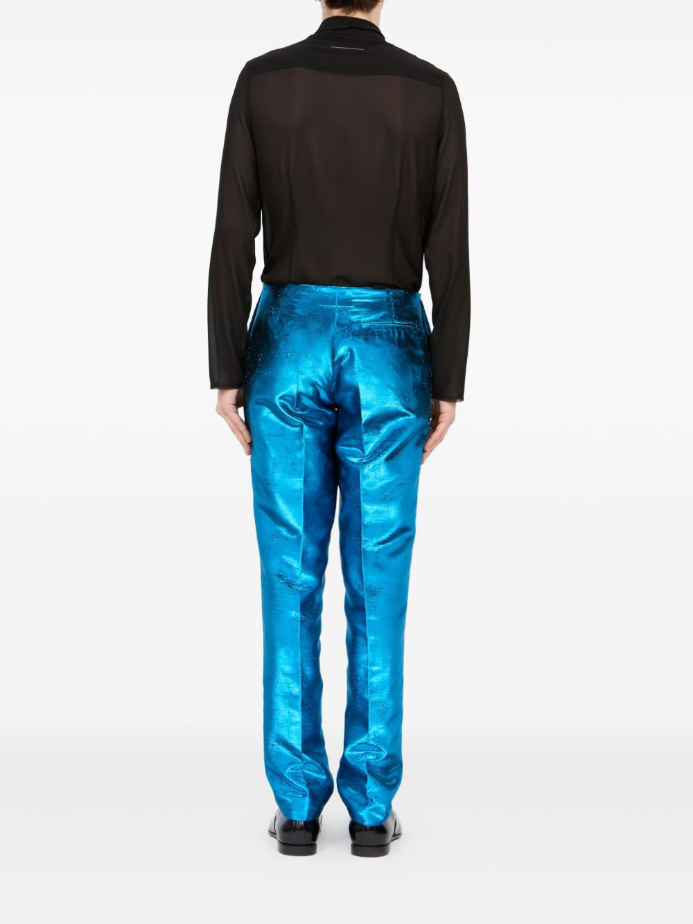 metallic-finish tailored trousers - 5