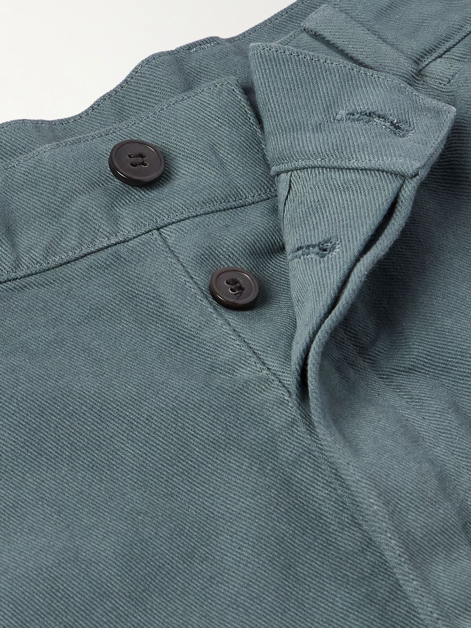 Straight-Leg Garment-Dyed Cotton-Twill Trousers Gray - 6