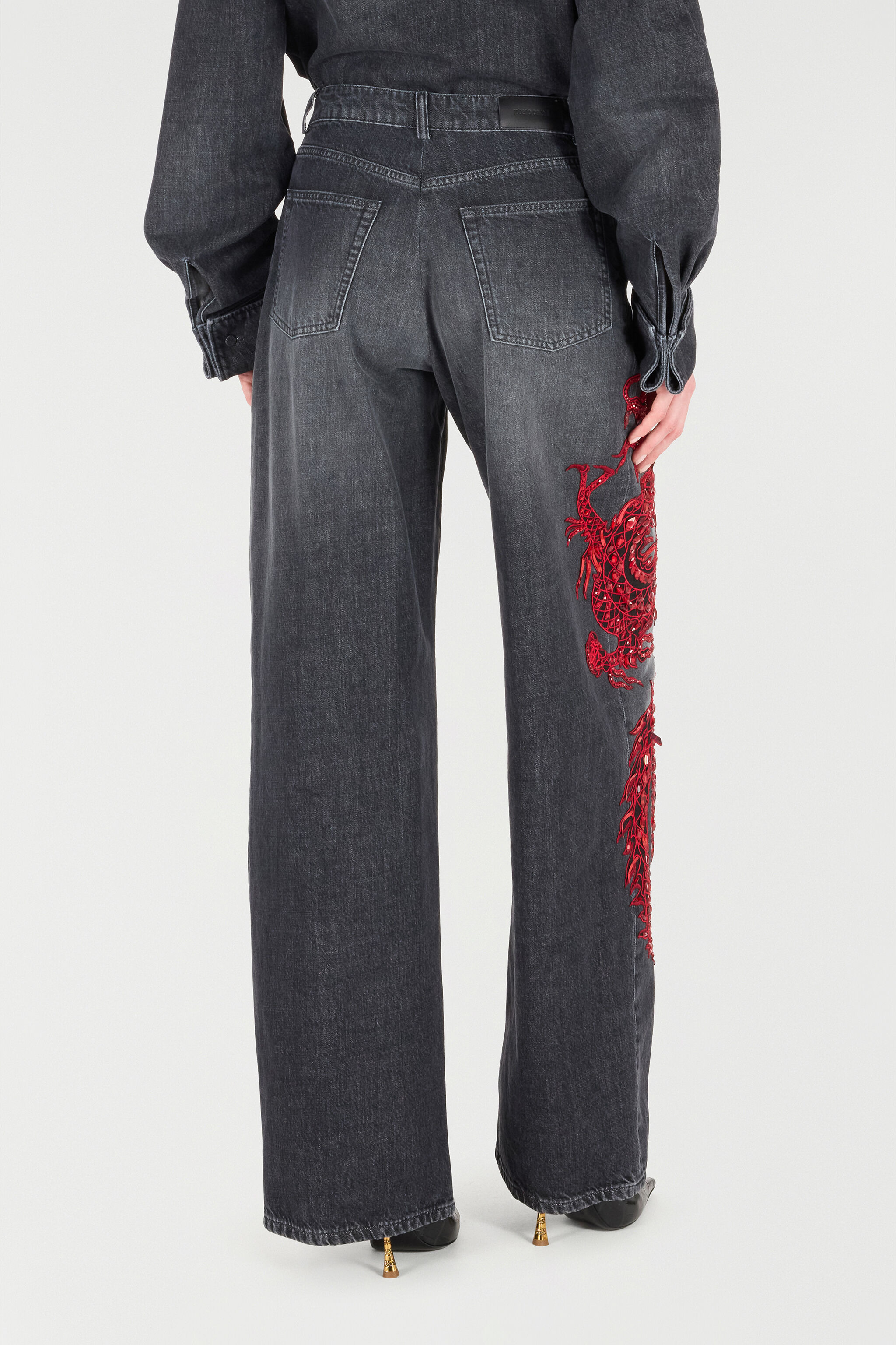 Jeans With Embroidery And Sequins - 4