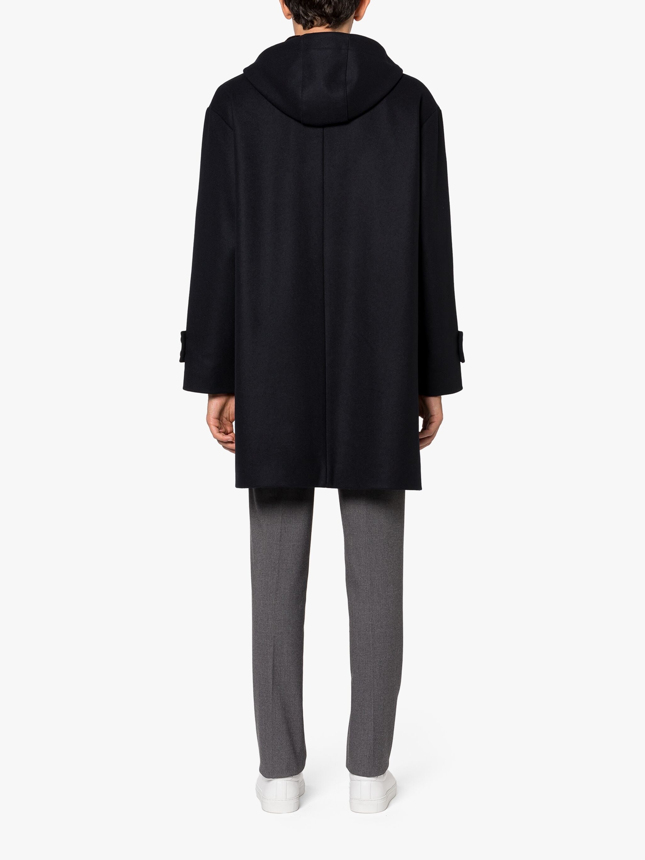 HUMBIE HOOD NAVY WOOL OVERCOAT - 4