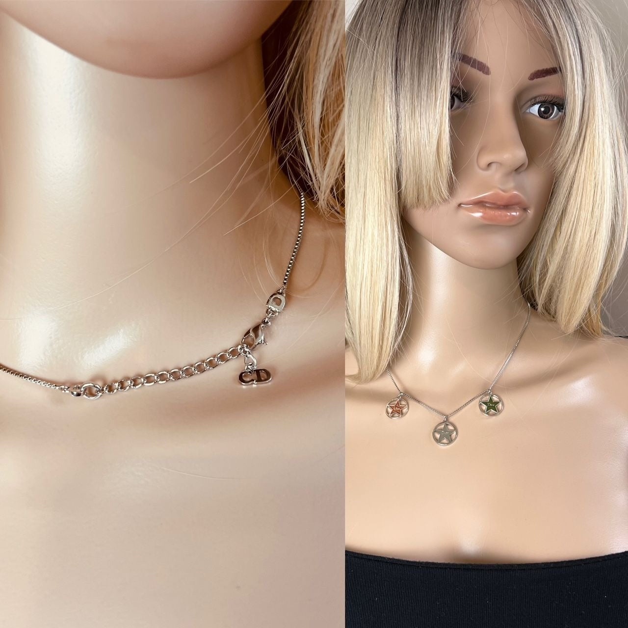 Christian Dior Multi Star Adjustable Silver Finish Necklace - 5