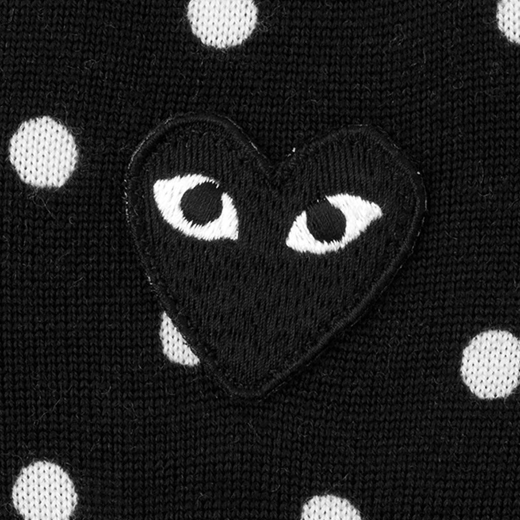 COMME DES GARCONS PLAY WOMENS POLKA DOT SWEATER - BLACK - 4