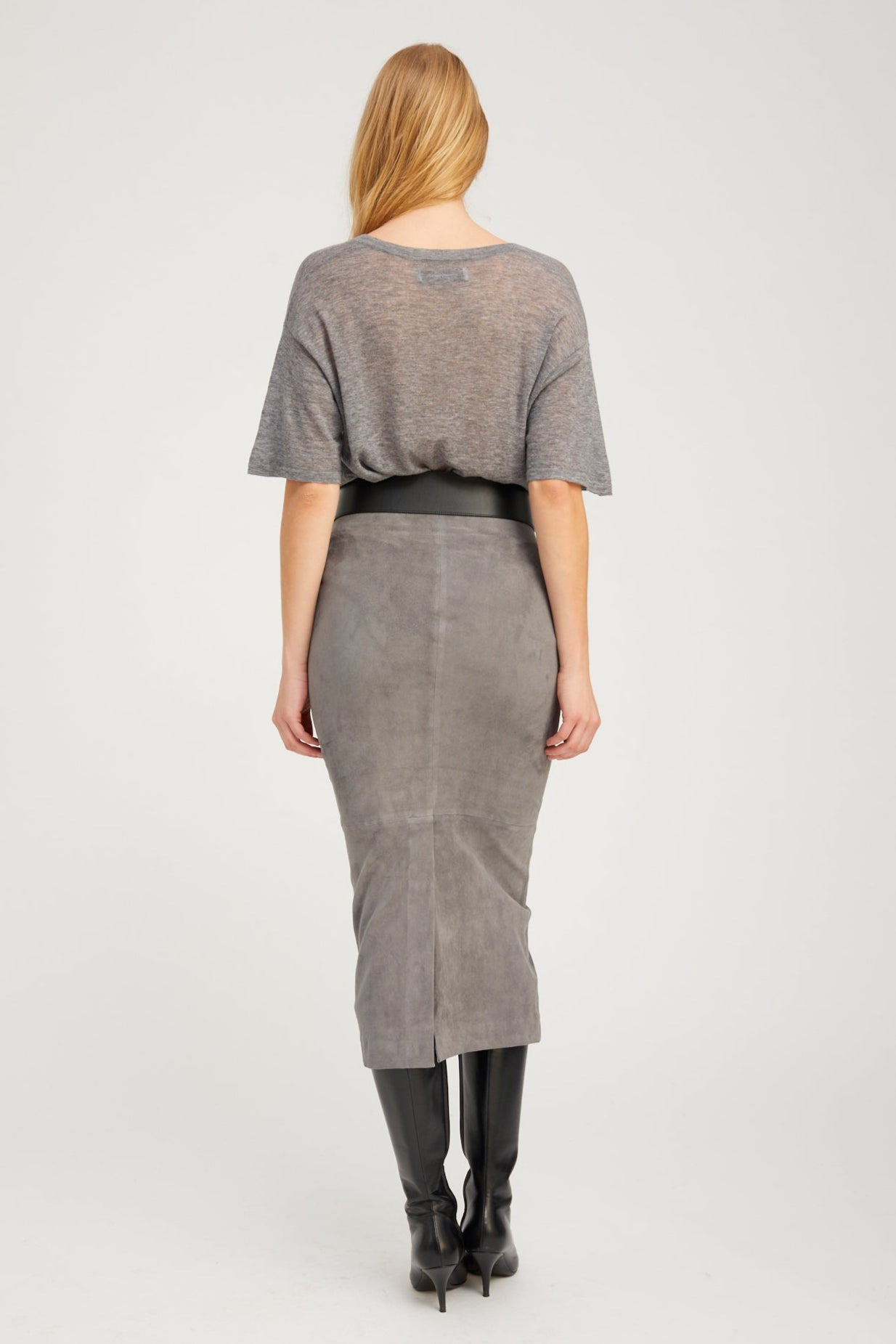 GREY TISSUE CASHMERE TEE - 5