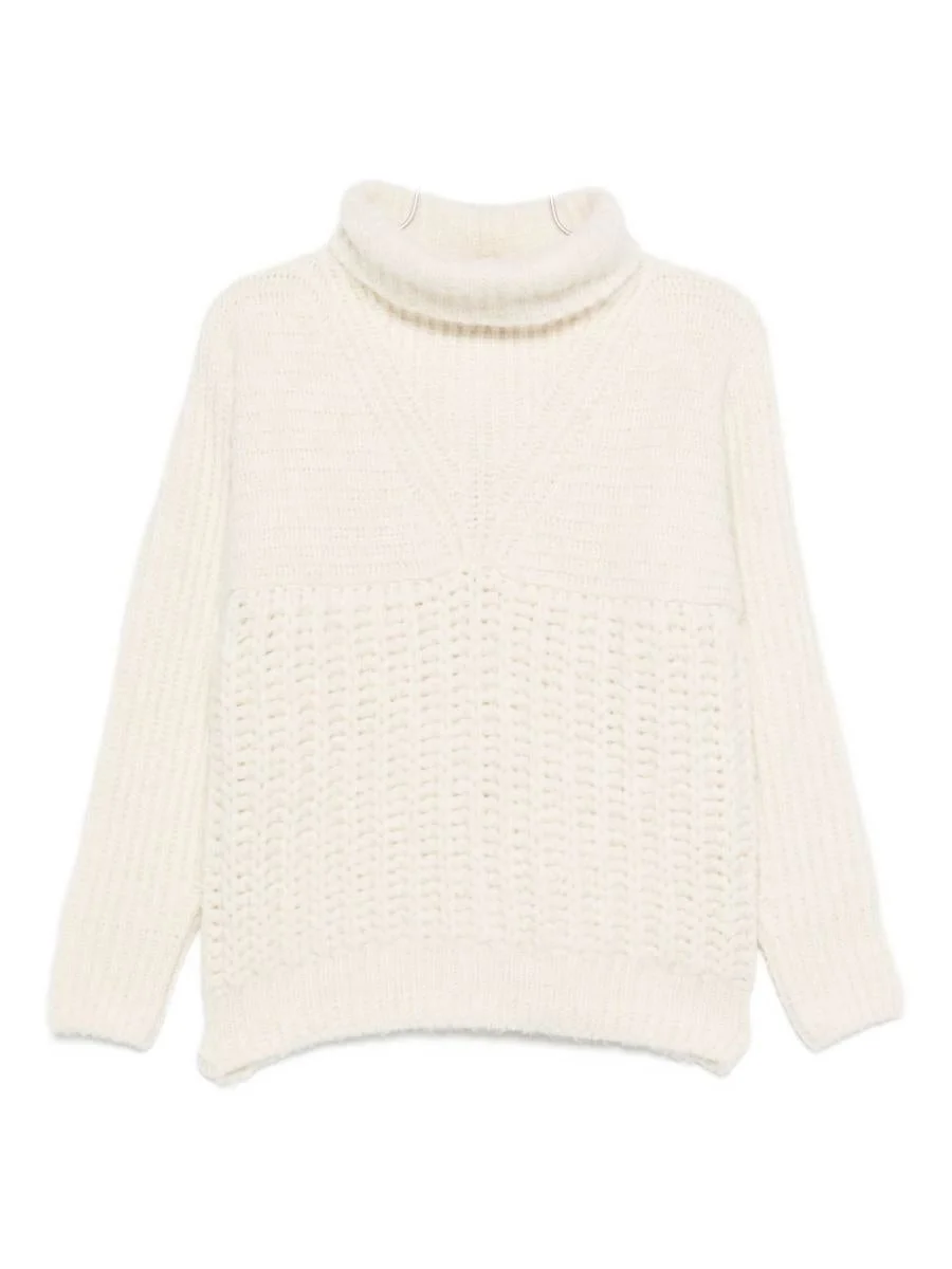 Moncler Grenoble White Textured Knit Sweater - 1