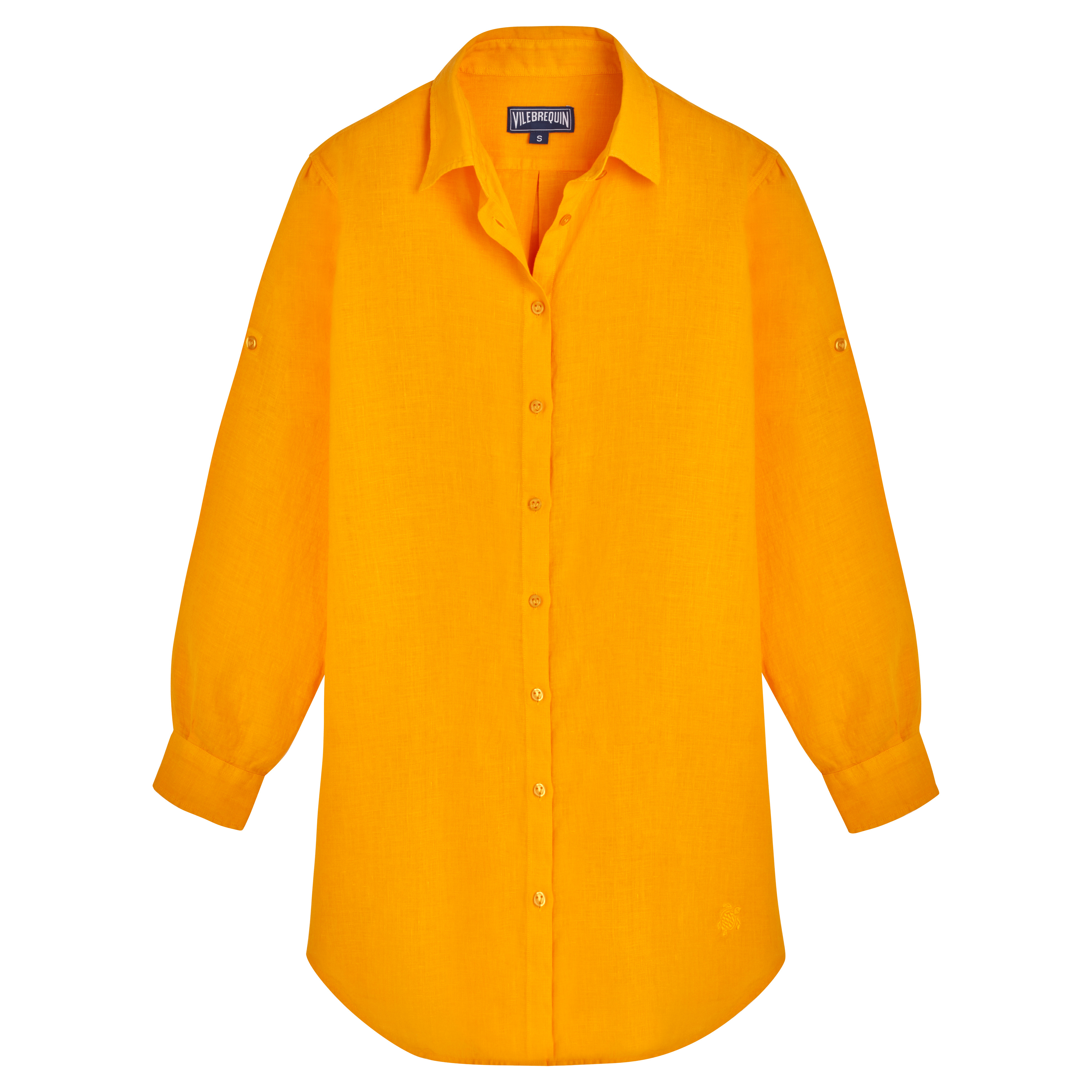 Women Linen Shirt Dress Solid - 1