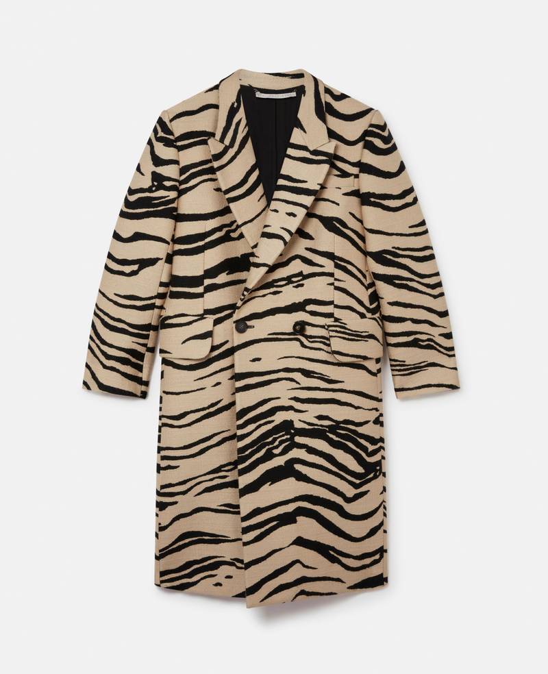 Tiger Print Double-Breasted Coat - 1