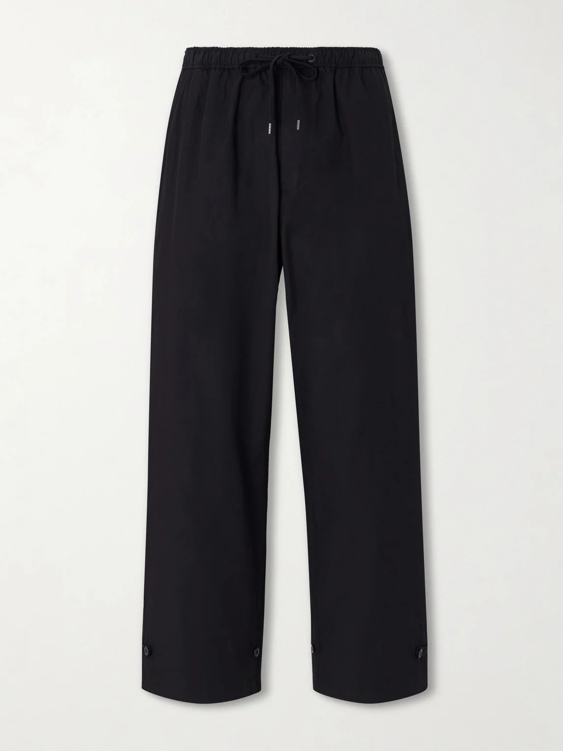 Wide-Leg Cotton-Blend Gabardine Drawstring Trousers - 1