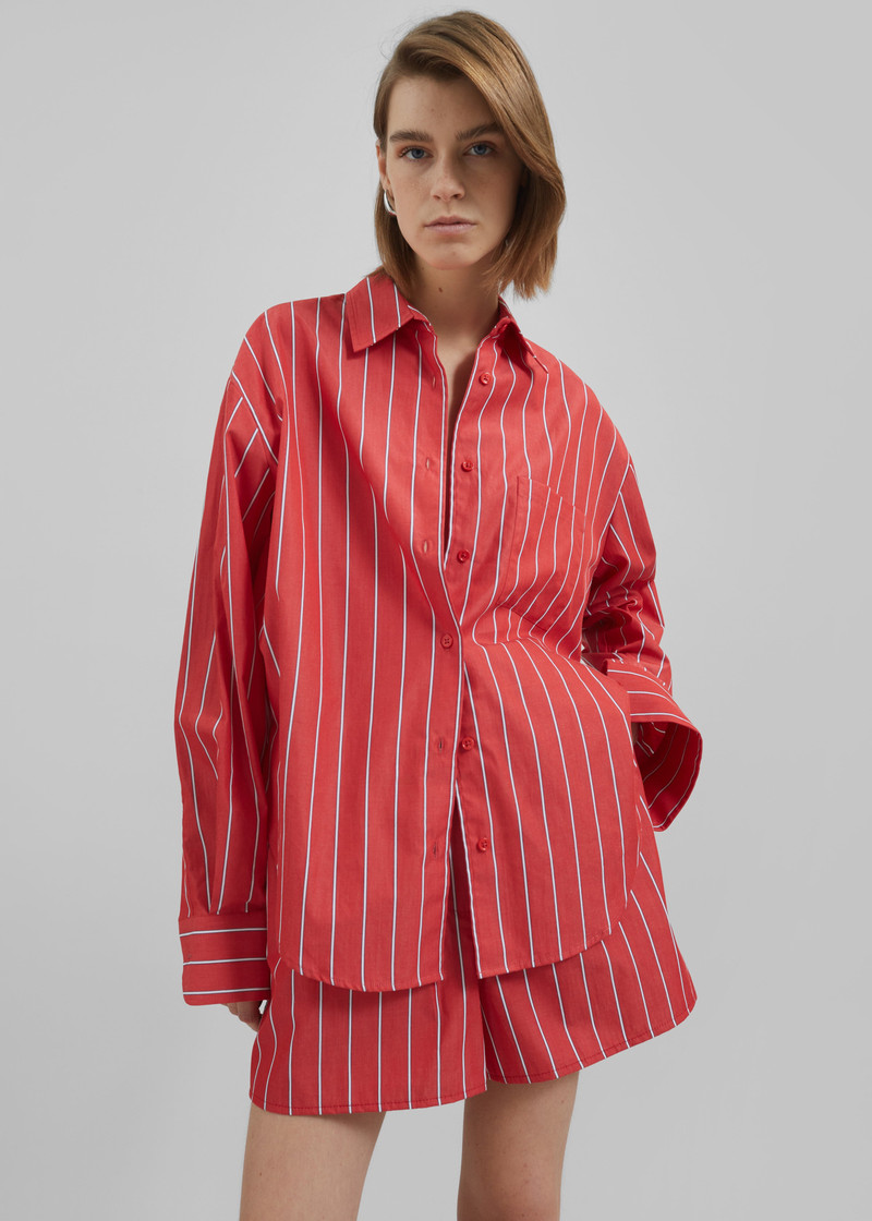 Lui Striped Cotton Shirt - Red/White Stripe 3