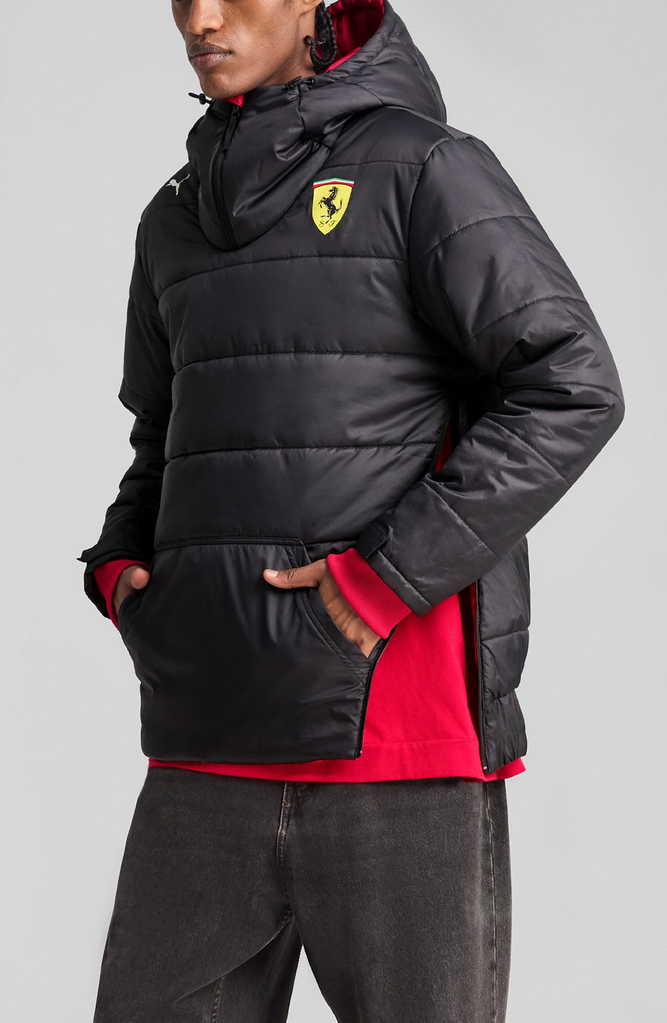 PUMA Scuderia Ferrari Team Motosport Reversible Hooded Popover Jacket in Dark Cherry at Nordstrom - 2