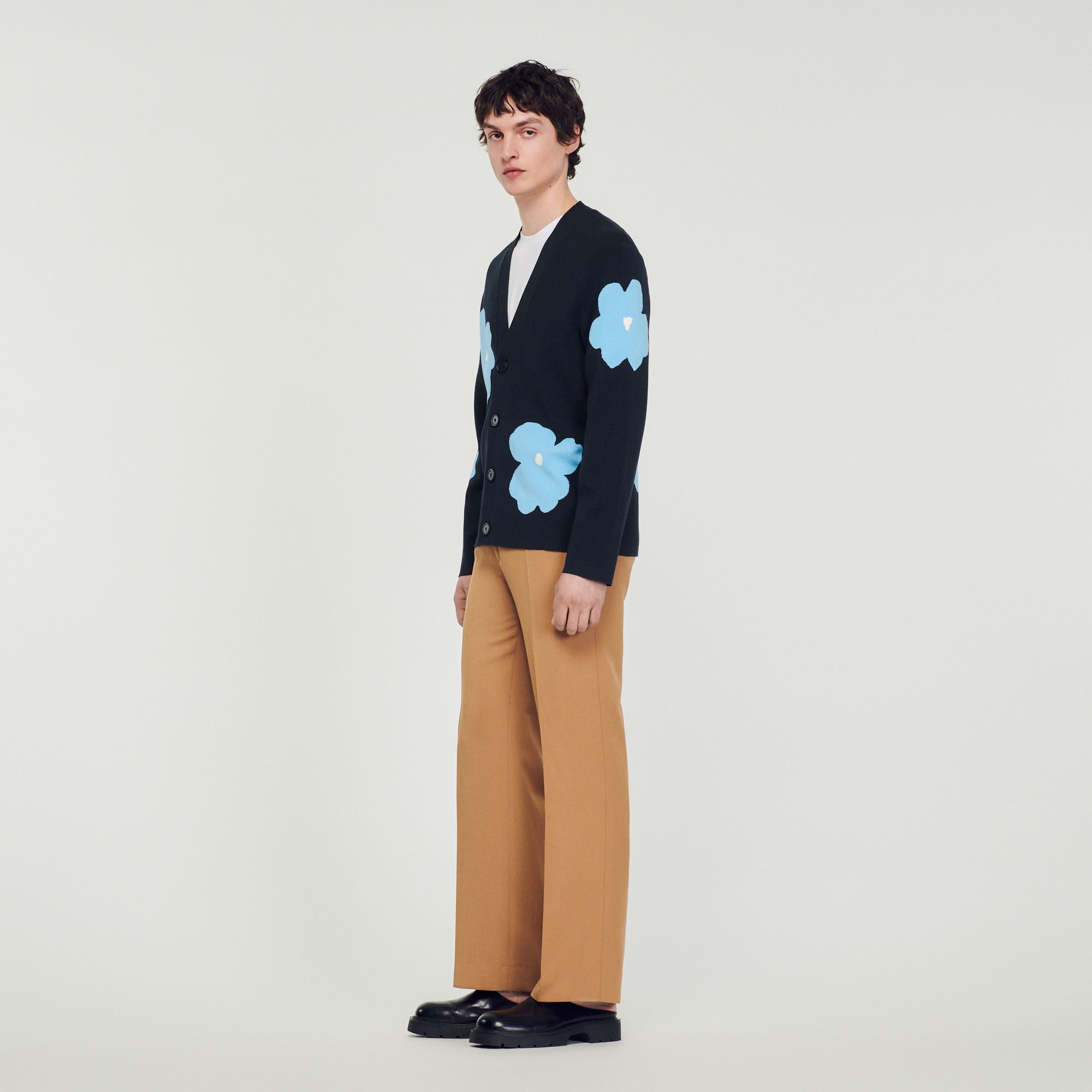 Knit cardigan with flower motifs - 7