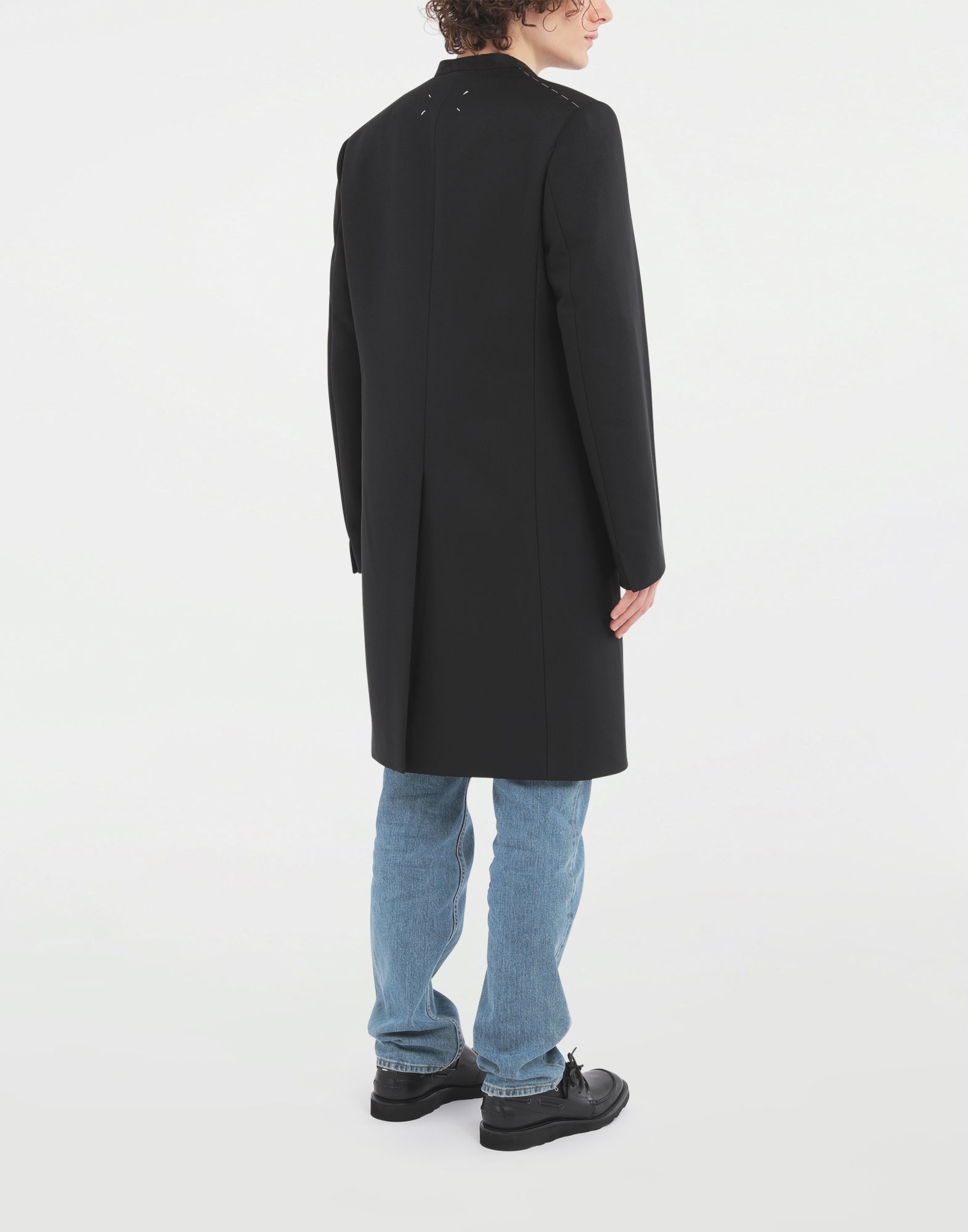 Collarless twill coat - 4