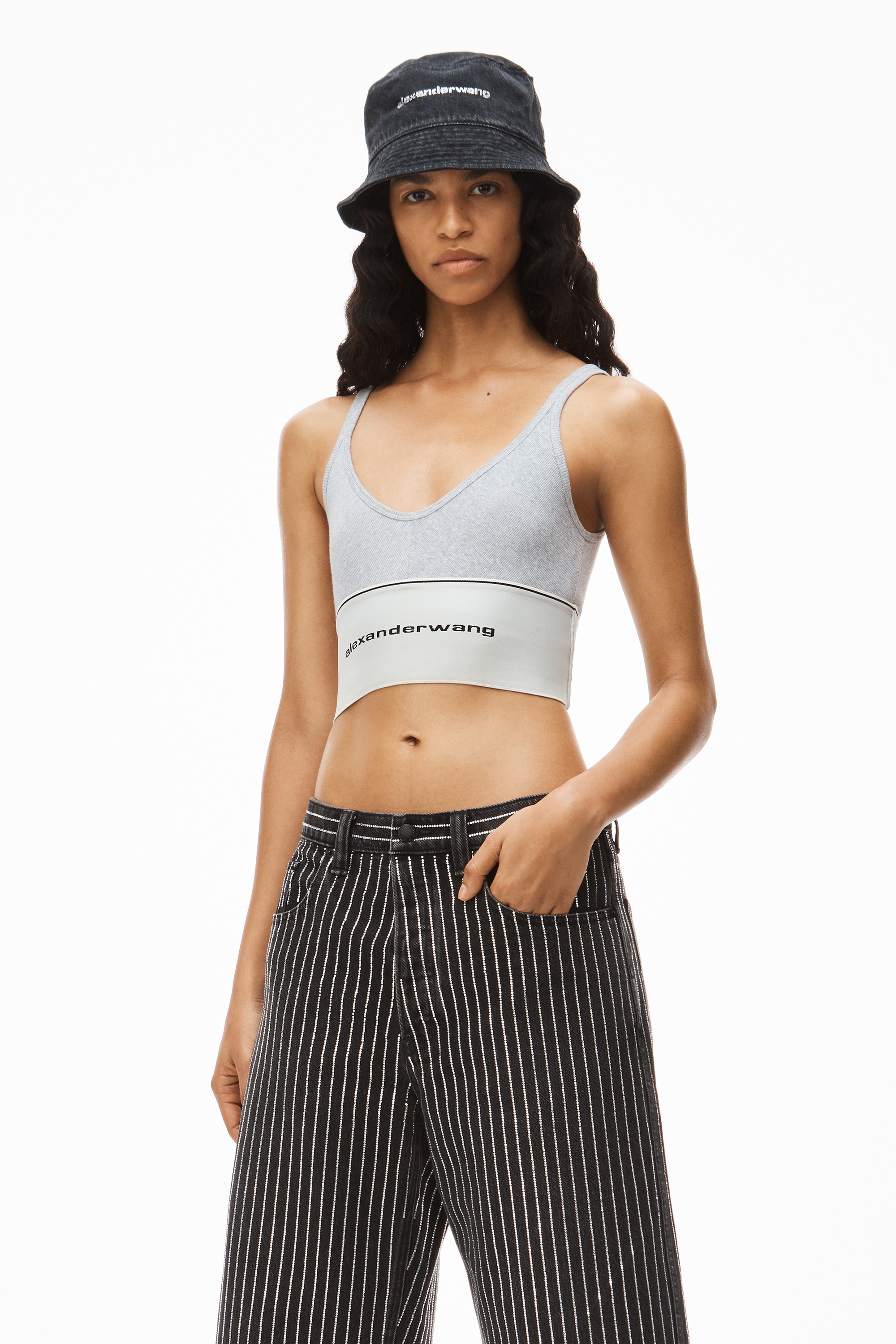 LOGO ELASTIC BRA IN RIBBED JERSEY - 2