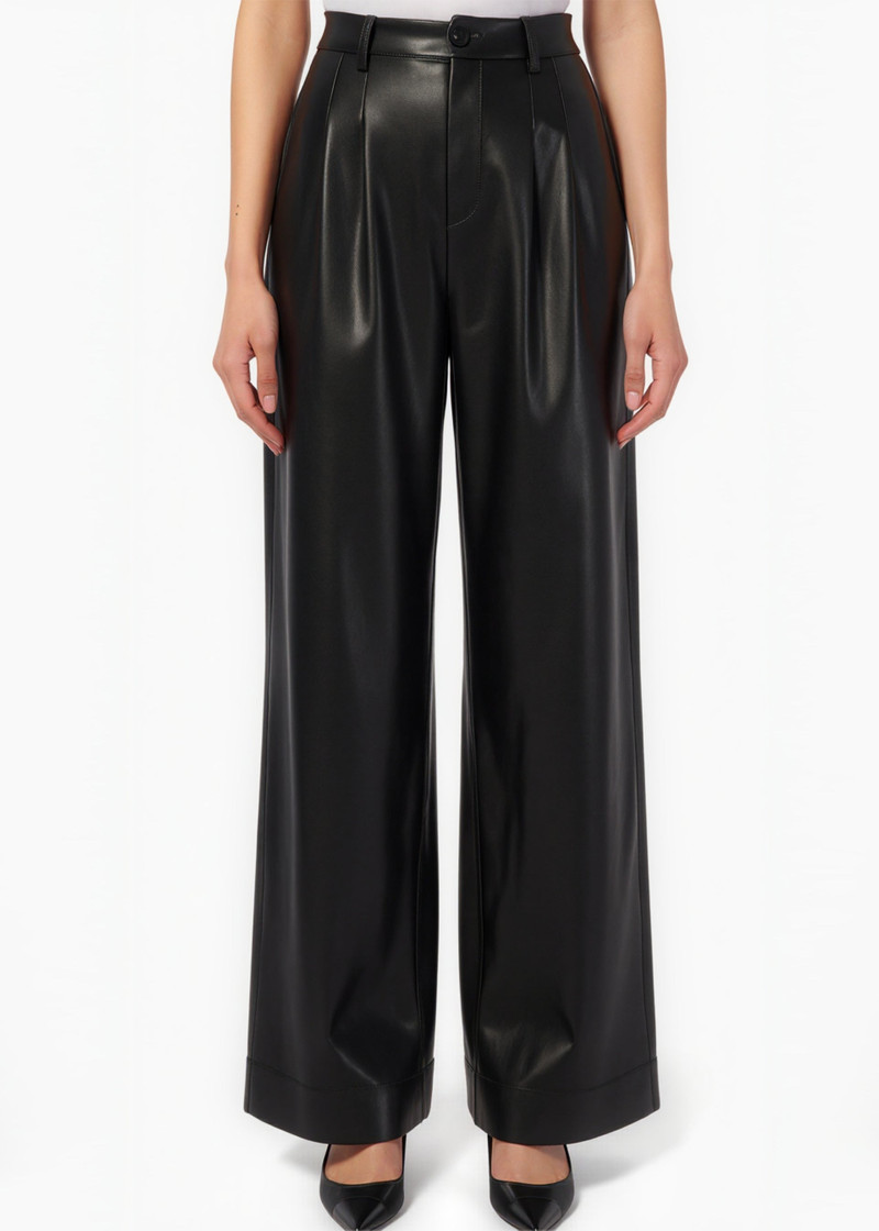 ANDORRA HIGH RISE VEGAN LEATHER PANT BLACK 1