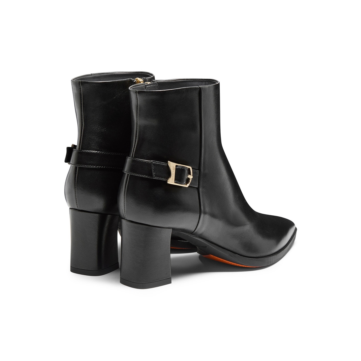 Women's black leather mid-heel ankle boot - 5