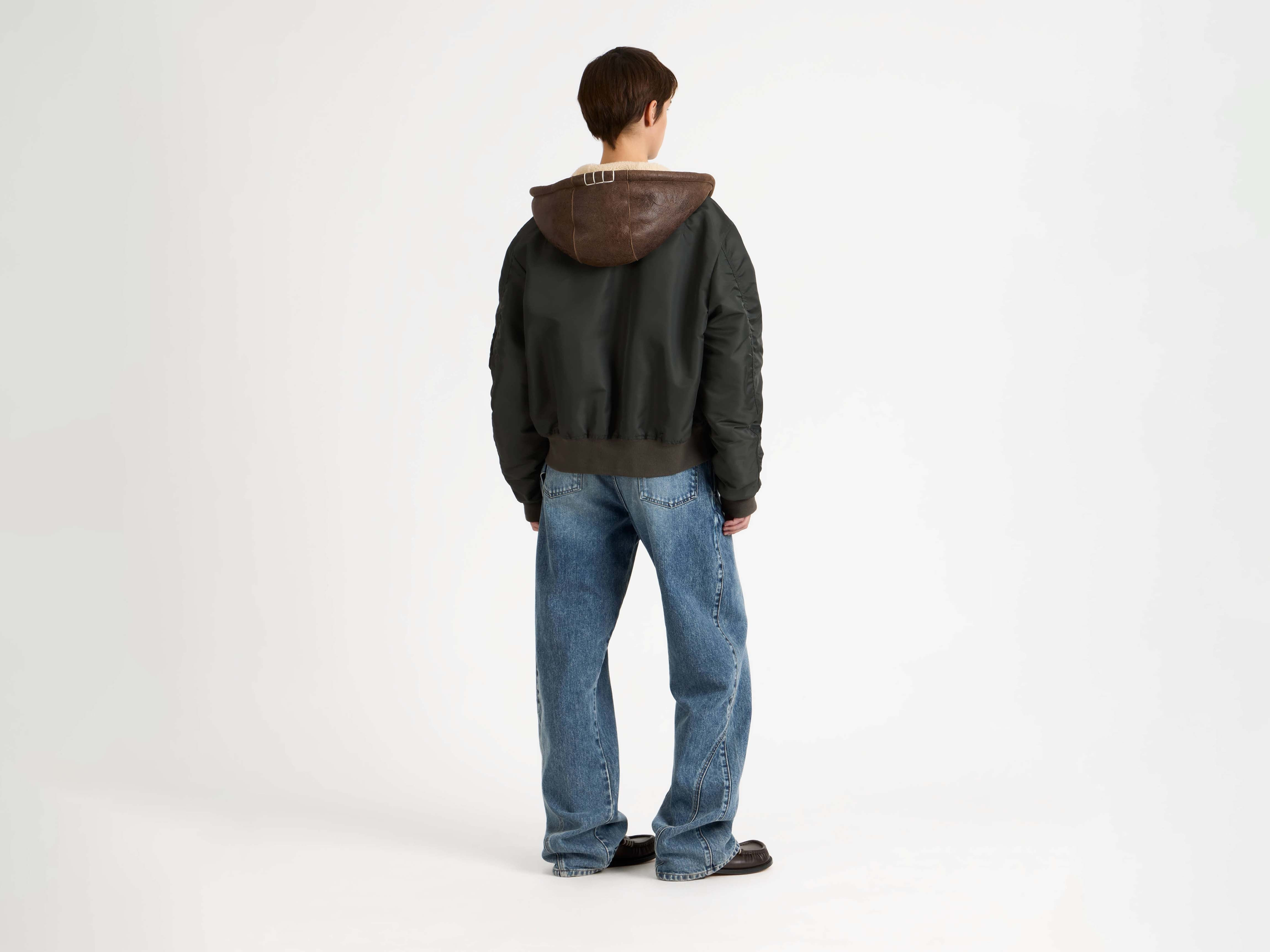 HOODED BOMBER JACKET IN DARK KHAKI - 3